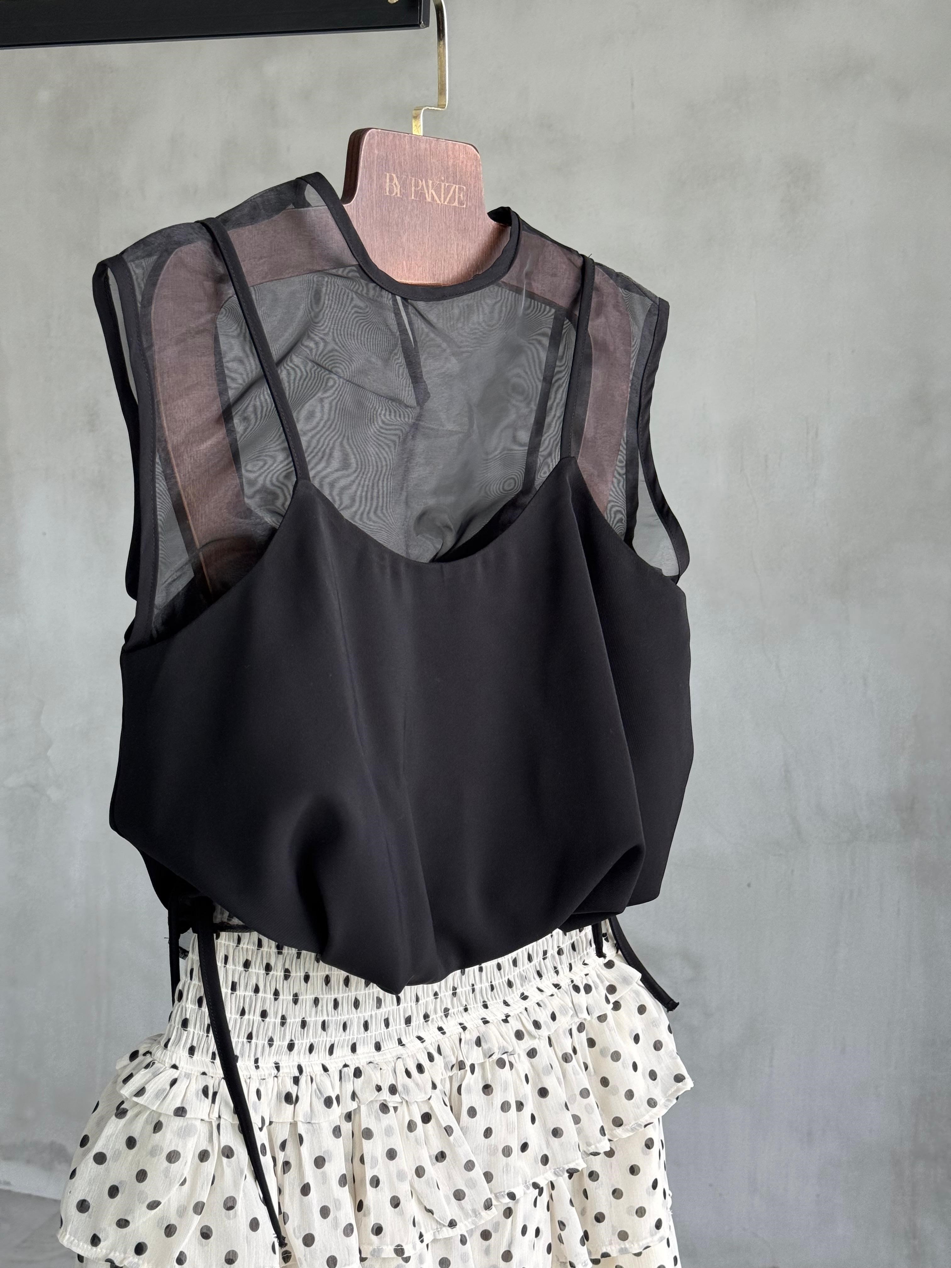 Transparan Balon Form Bluz (Siyah)