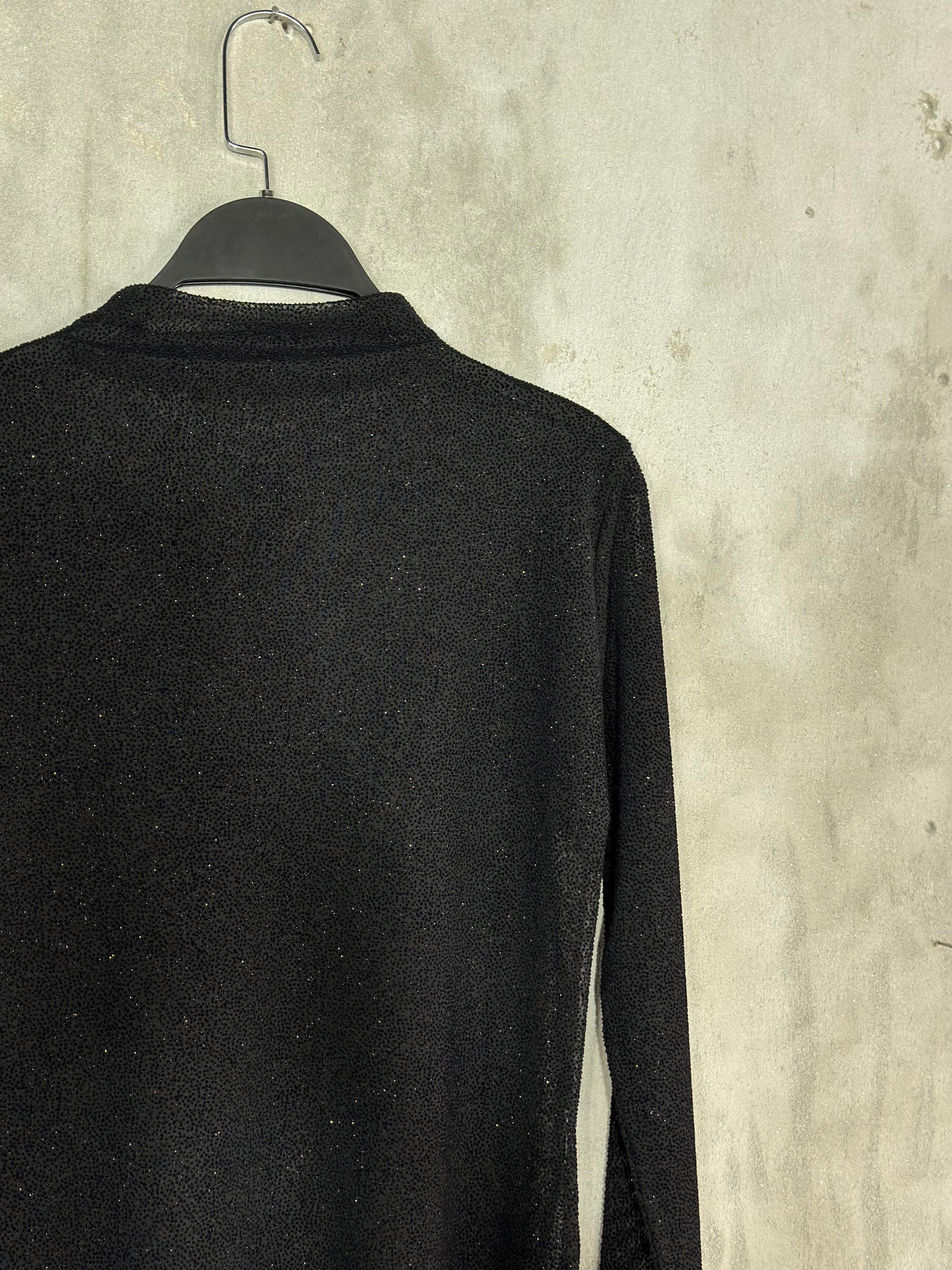 Transparan Dik Yaka Simli Bluz