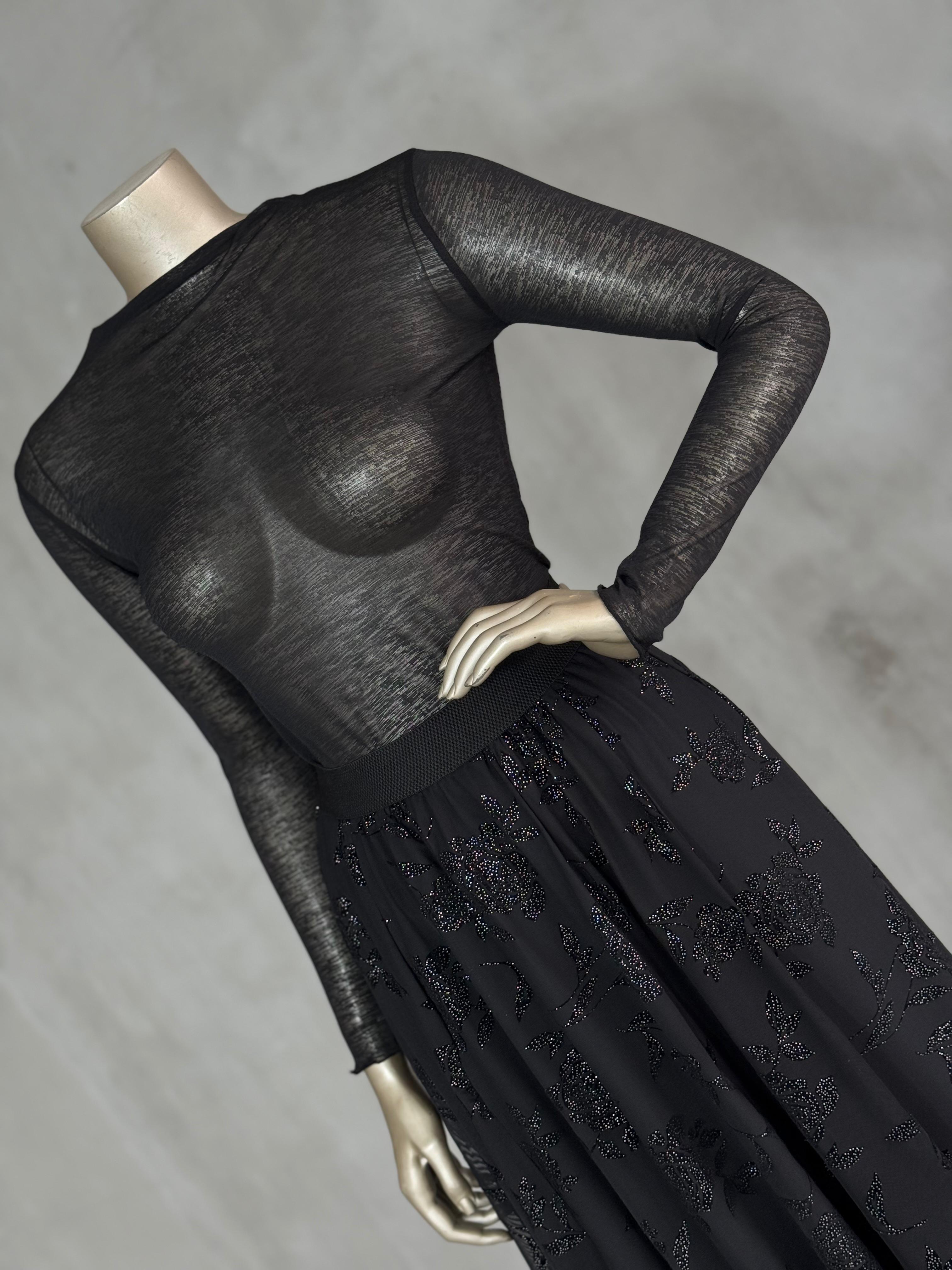 Transparan Dik Yaka Trend Bluz (Siyah)