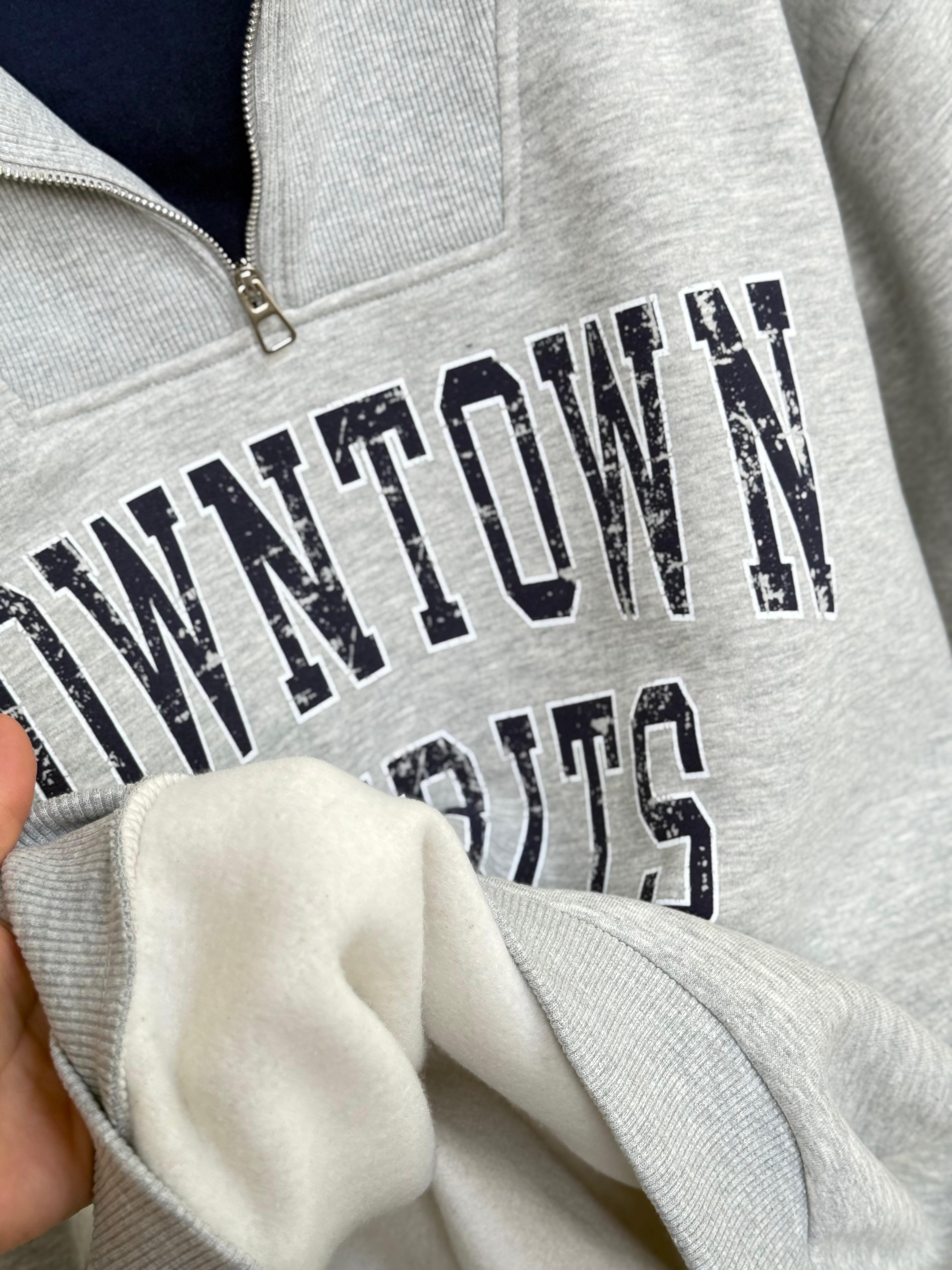 Tshrt Detay Yarım Fermuarlı Oversize Sweat (Gri)