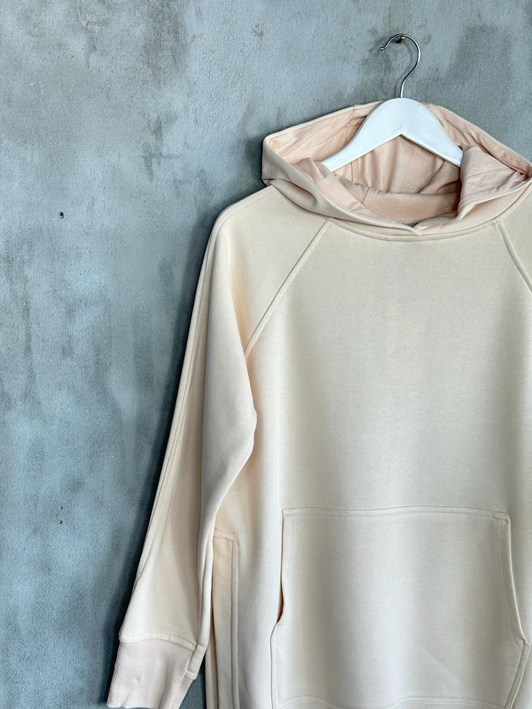 Tunik Boy Yan Yırtmaçlı Kadın Sweat (Bej)