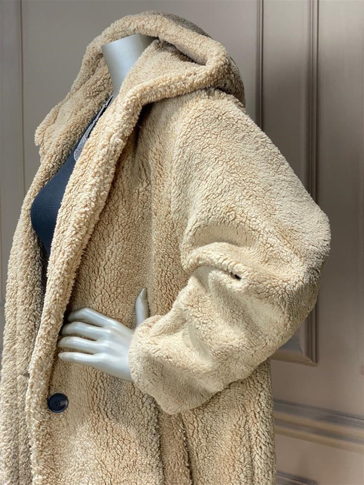 Uzun Peluş Manto (Camel)