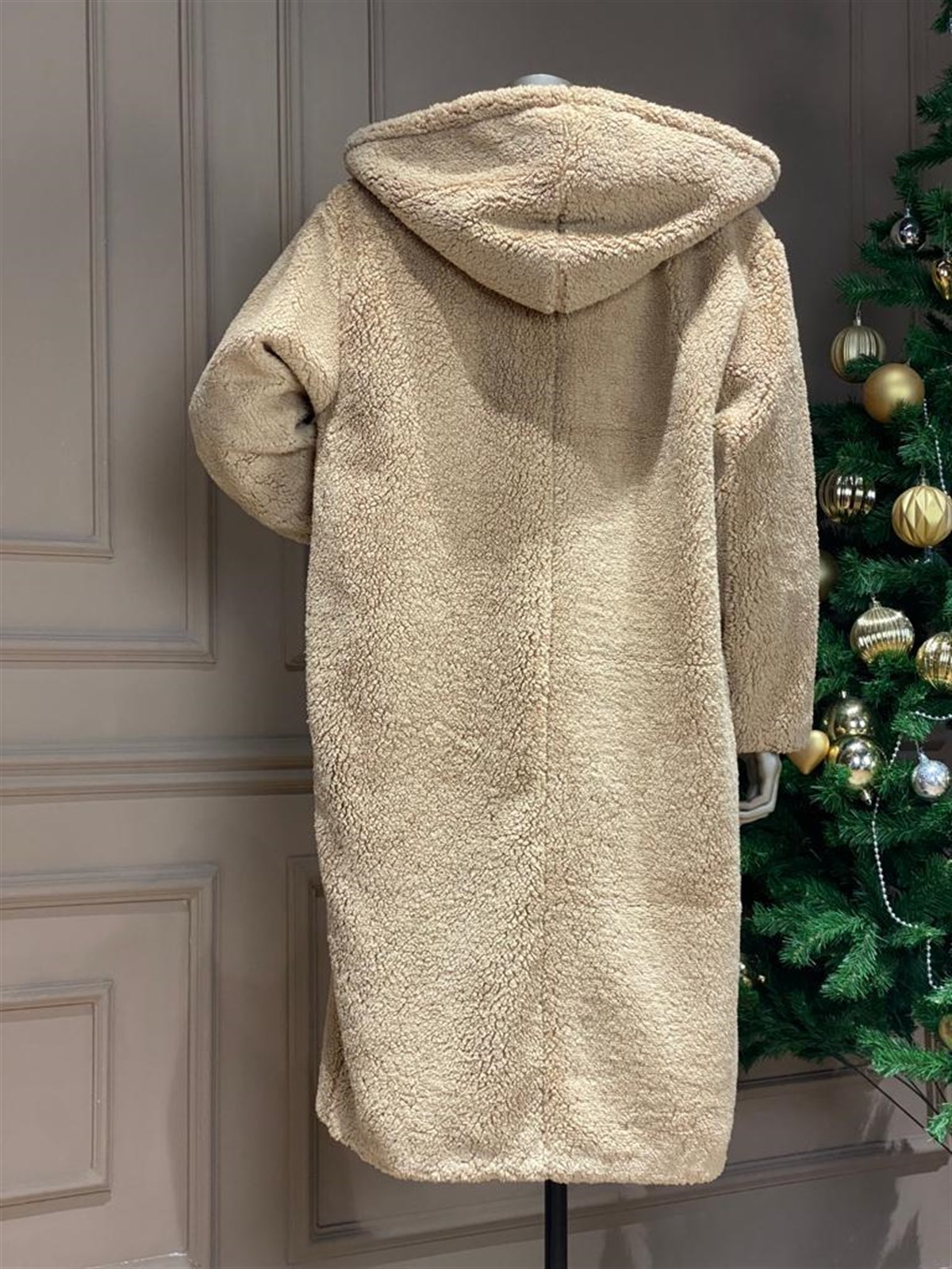 Uzun Peluş Manto (Camel)