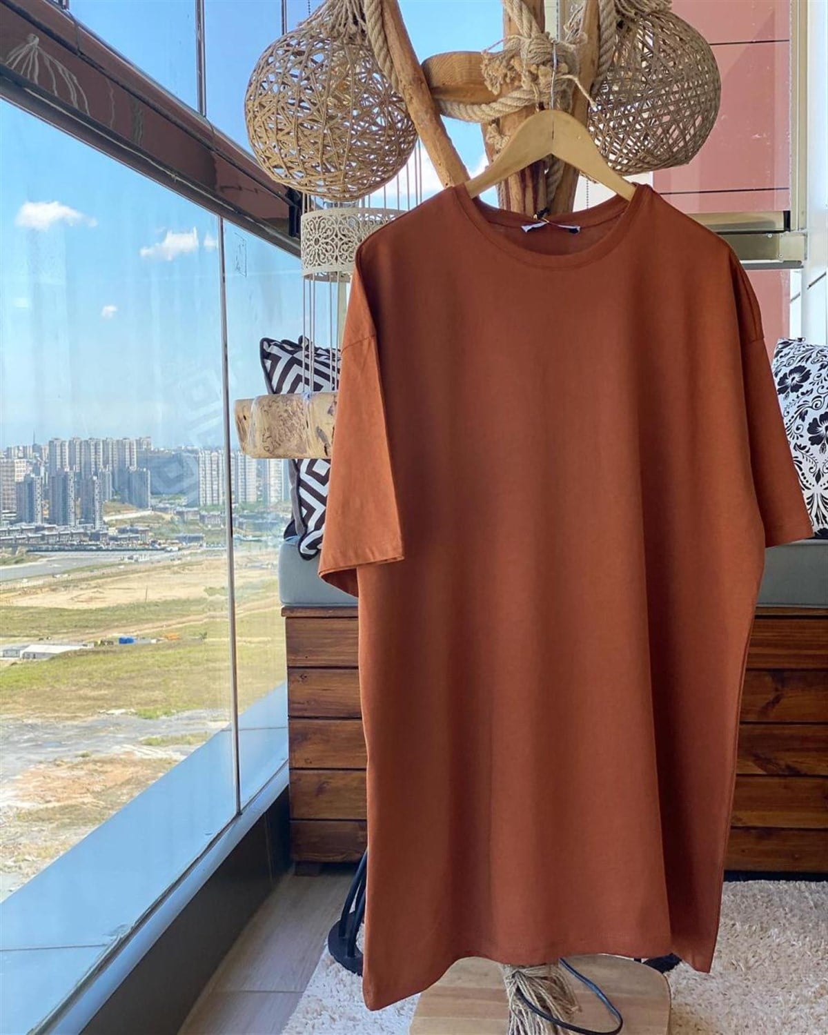 Uzun Tunik Salaş Tshirt (KİREMİT)