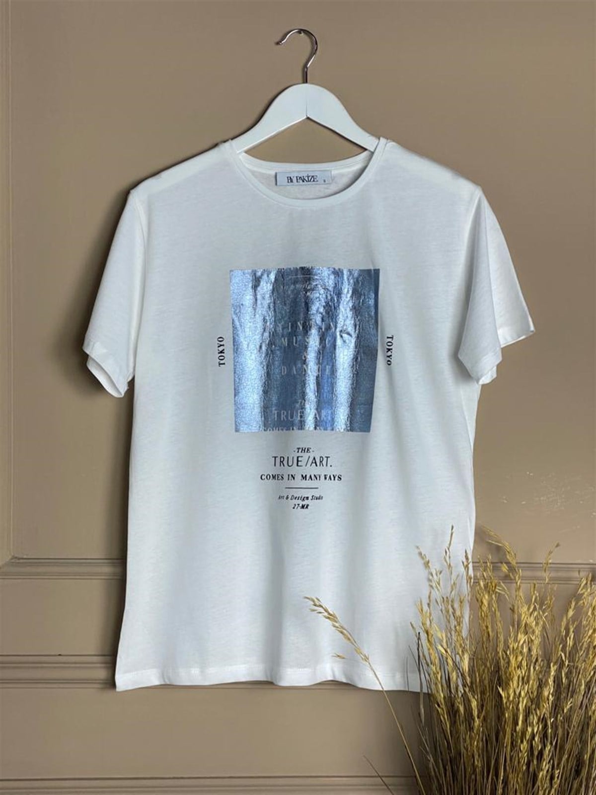 Varak Baskılı Tshirt (Bebe Mavi)