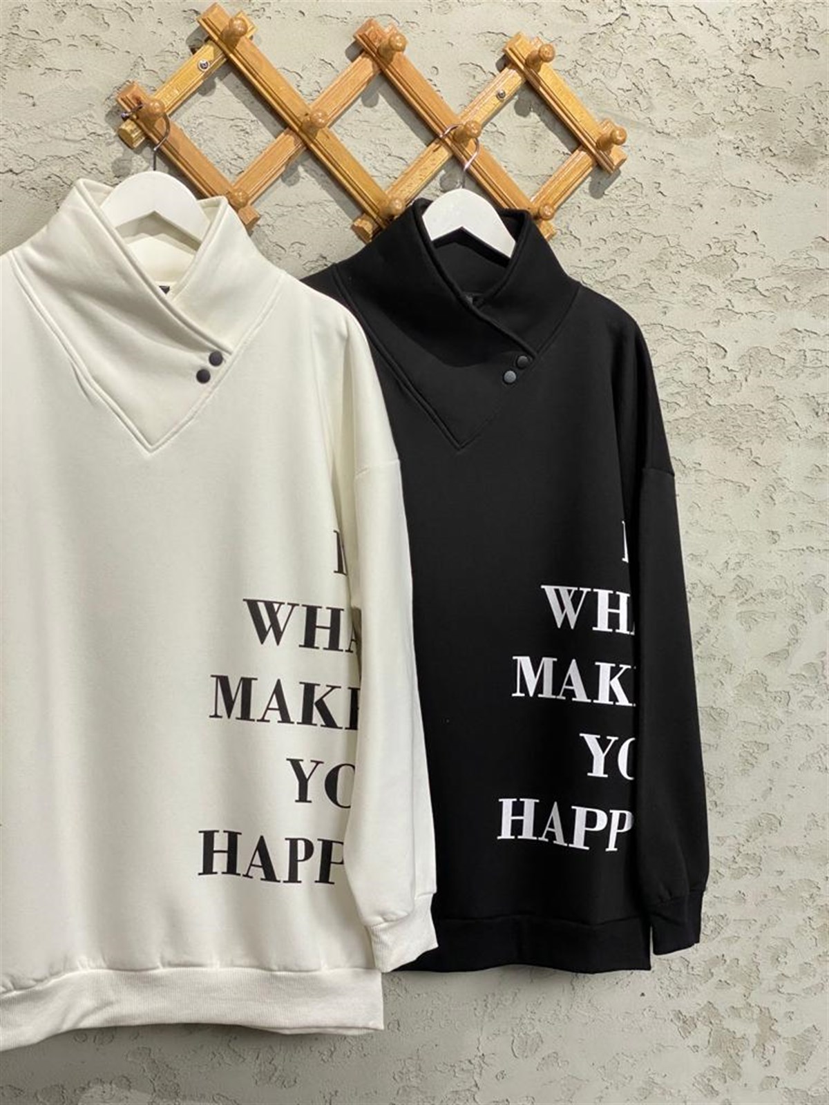 Yaka Detaylı Oversize Sweat (Siyah)