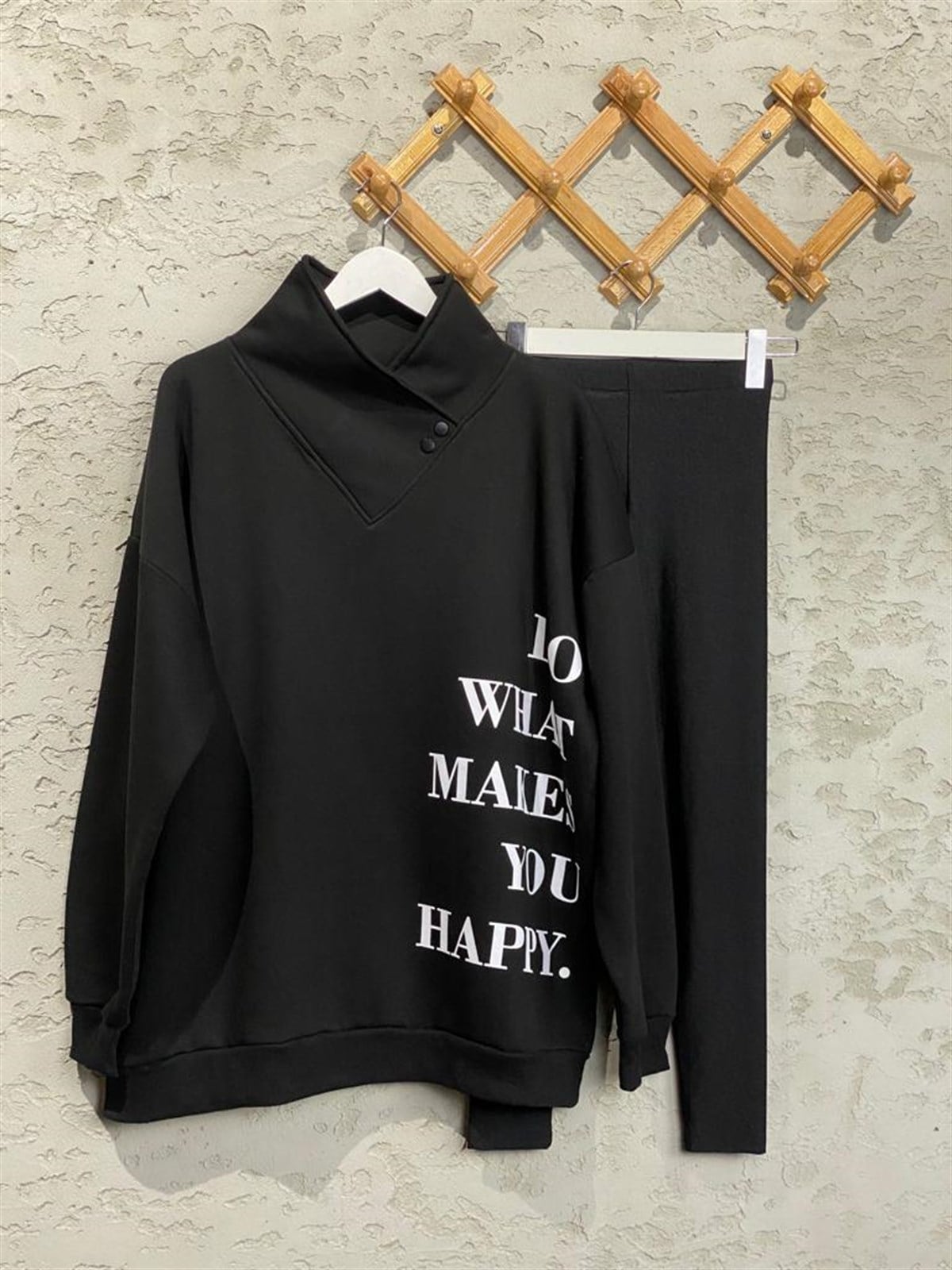 Yaka Detaylı Oversize Sweat (Siyah)