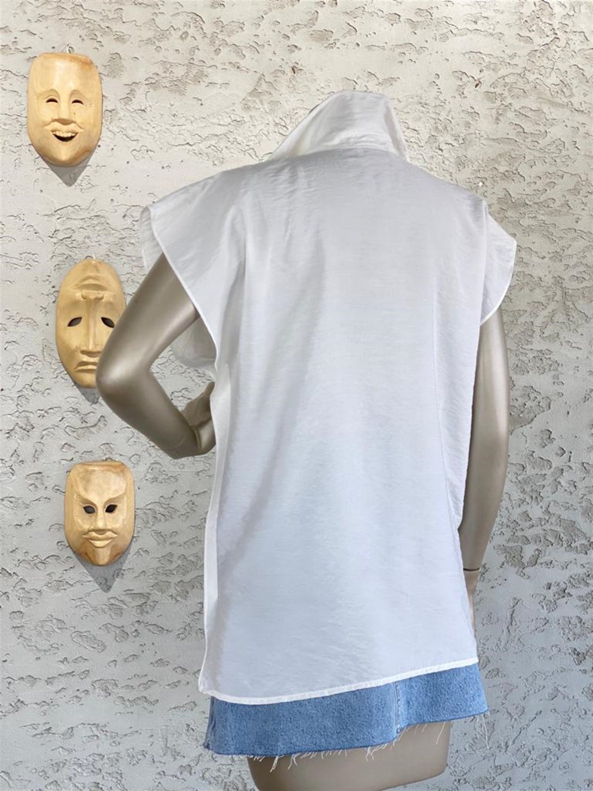 Yarasa Kol Tasarım Gömlek (Beyaz)