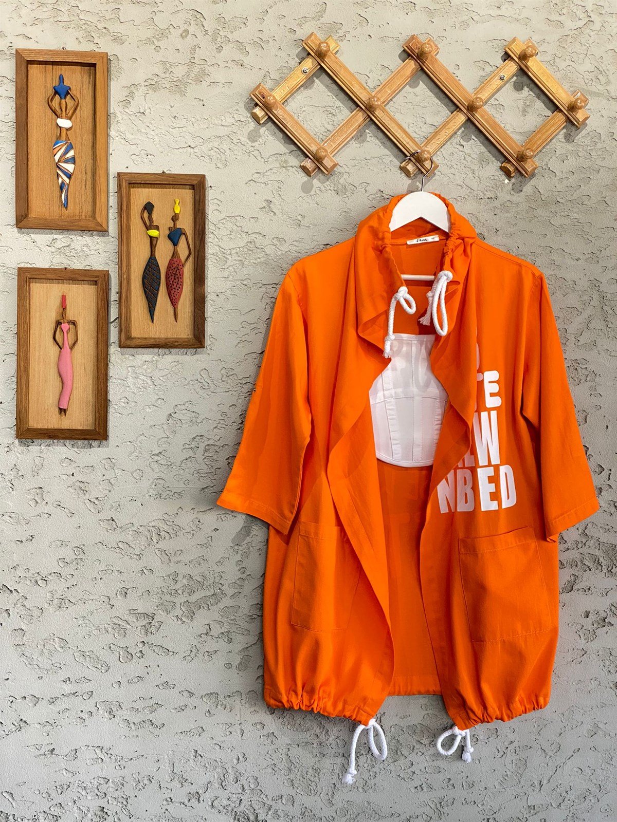 Yazı Baskılı Gabardin Ceket (Oranj)