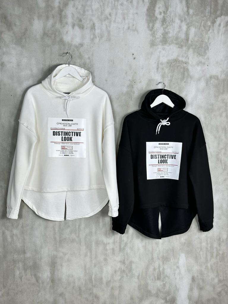 Yazı Baskılı Tasarım Model Kadın Sweat (Beyaz)