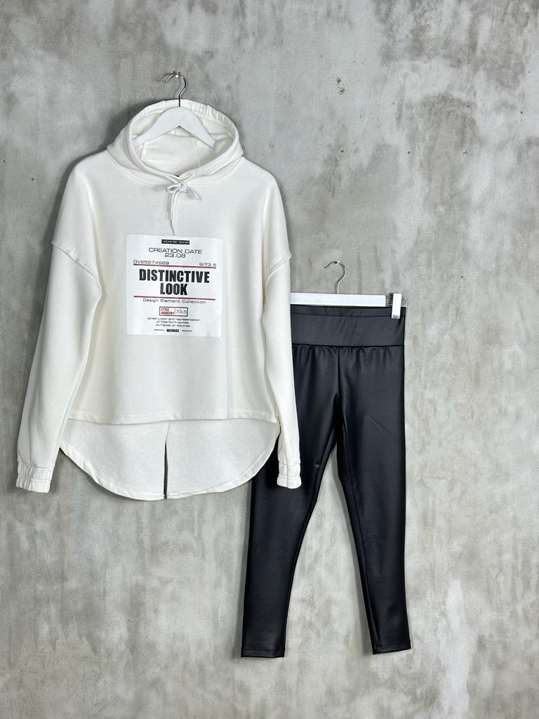 Yazı Baskılı Tasarım Model Kadın Sweat (Beyaz)