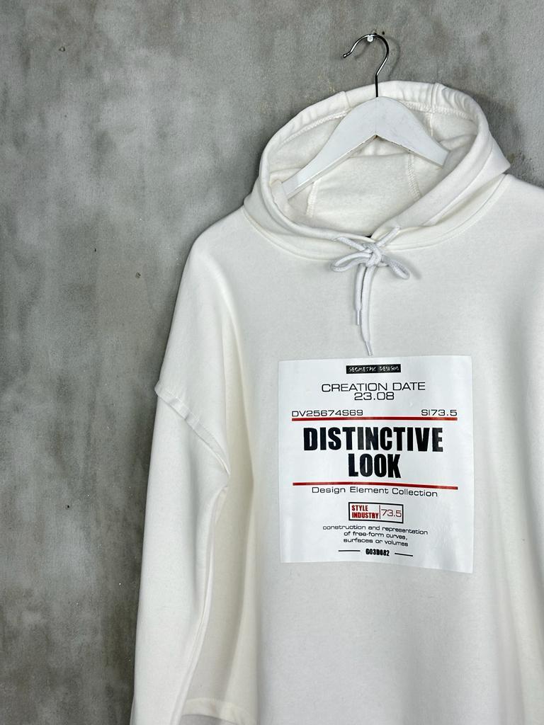 Yazı Baskılı Tasarım Model Kadın Sweat (Beyaz)