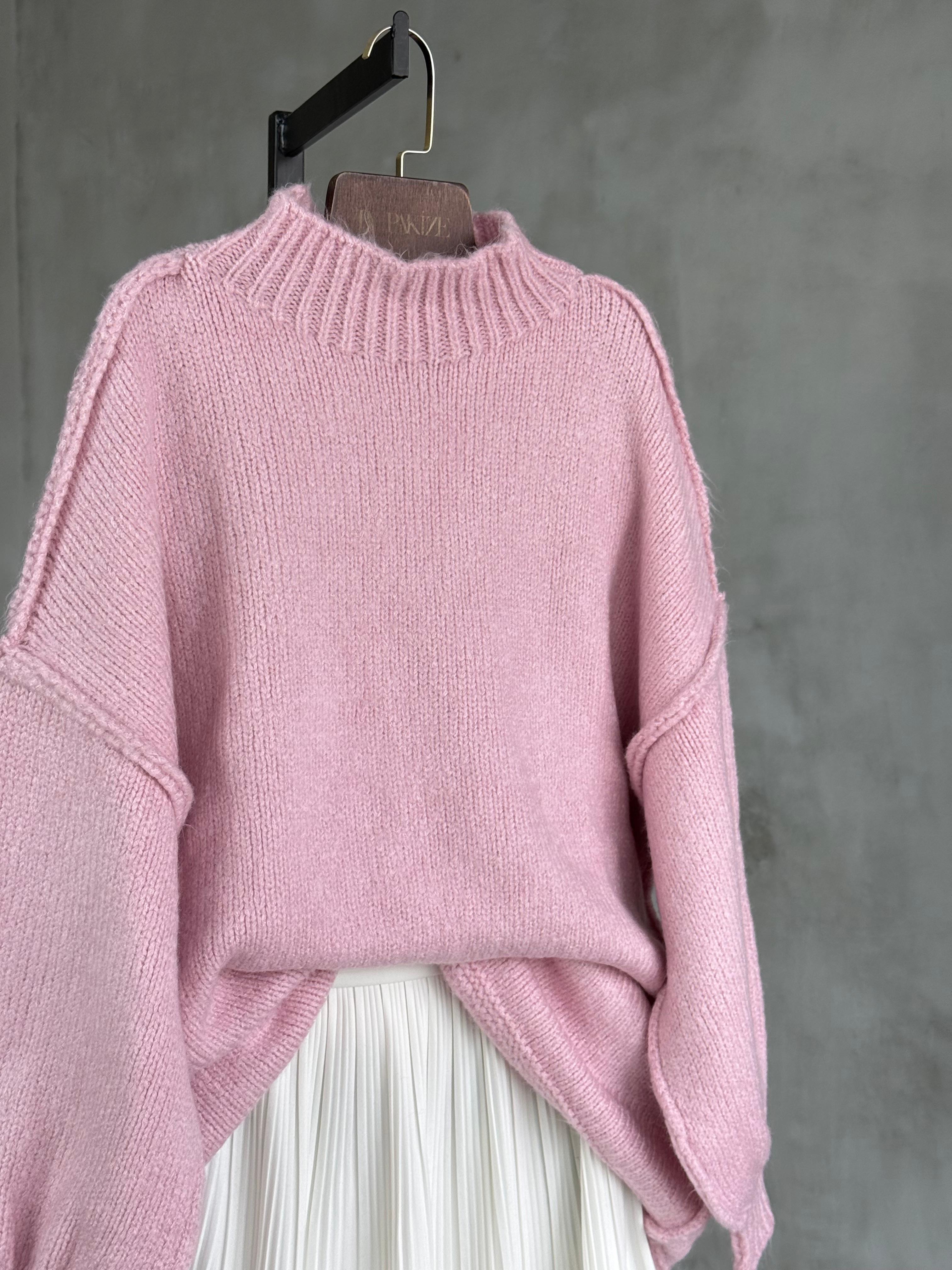 Yumoş Dış Dikişli Oversize Kazak (Pembe)