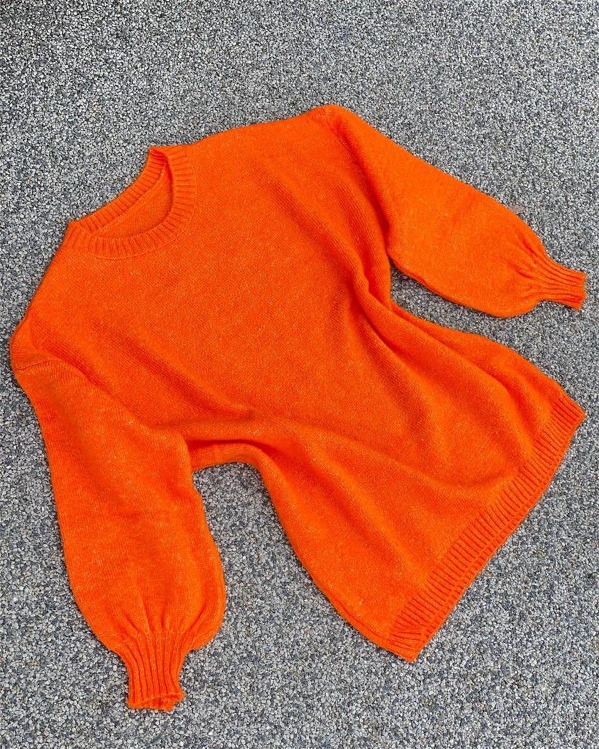 YUMOŞ ÖRGÜ KAZAK (ORANJ)