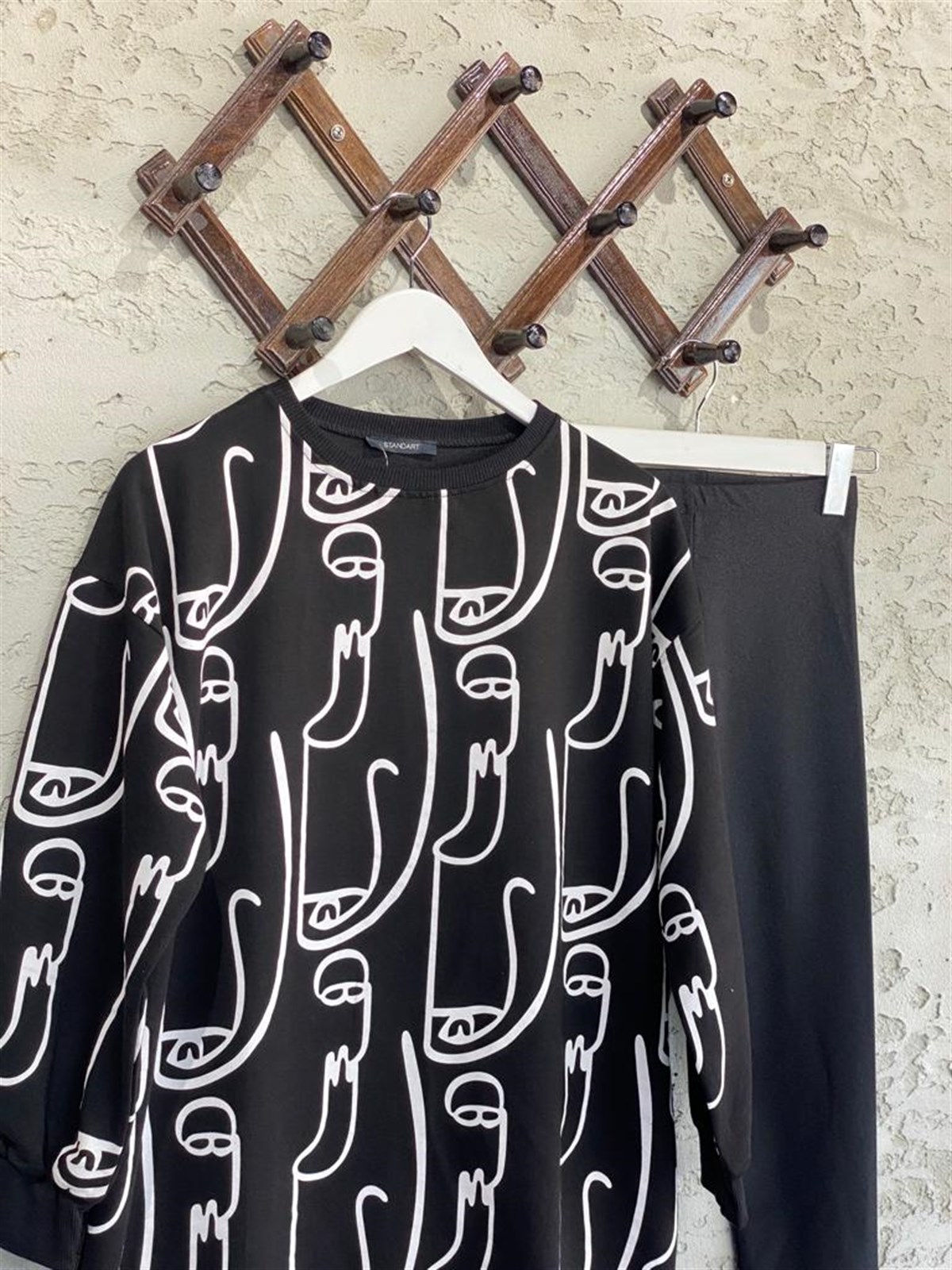 Yüz Baskılı Tunik Sweat (Siyah)