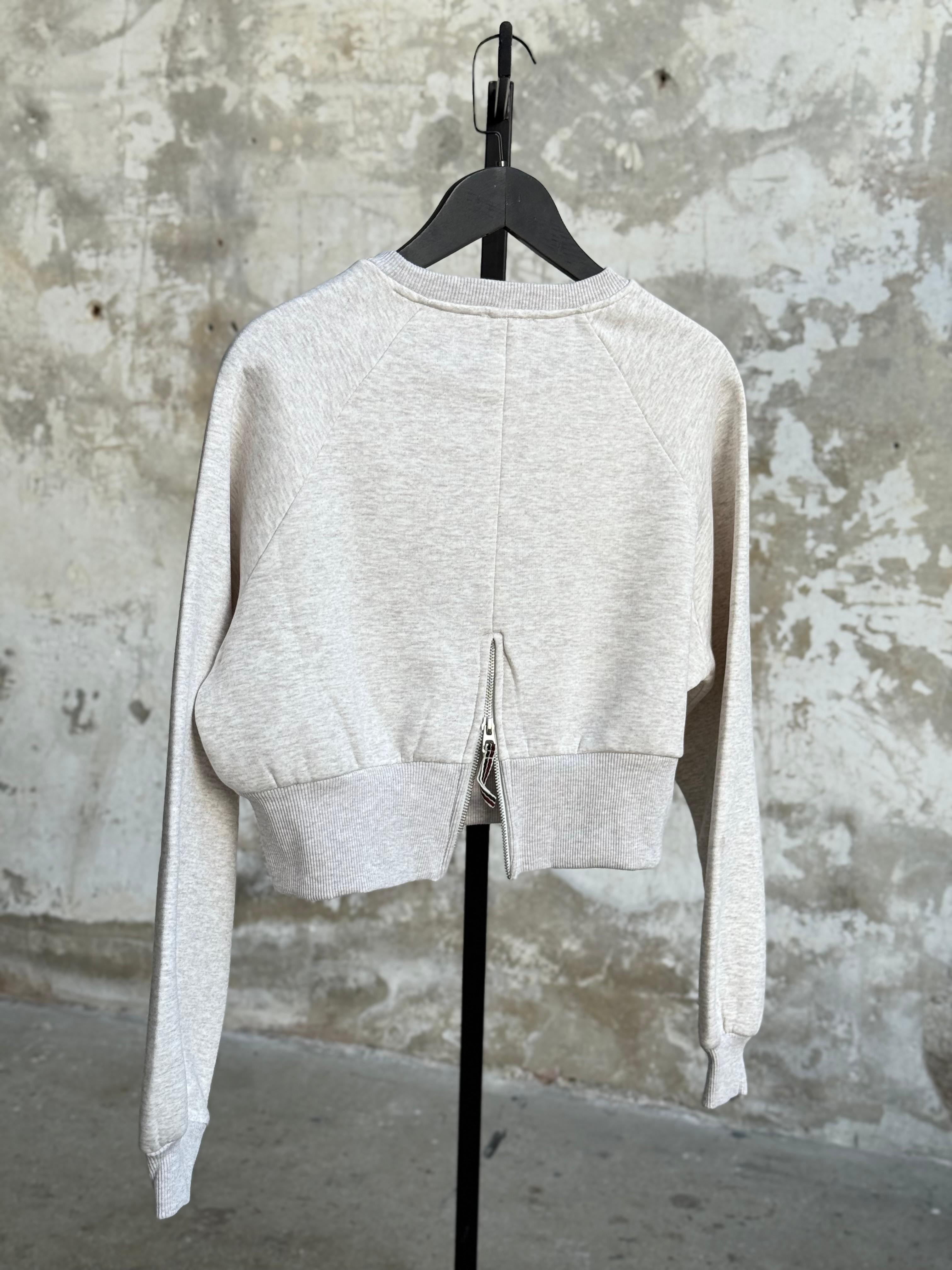 Zebra Nakışlı Sırtı Fermuarlı Sweatshirt (Bej)