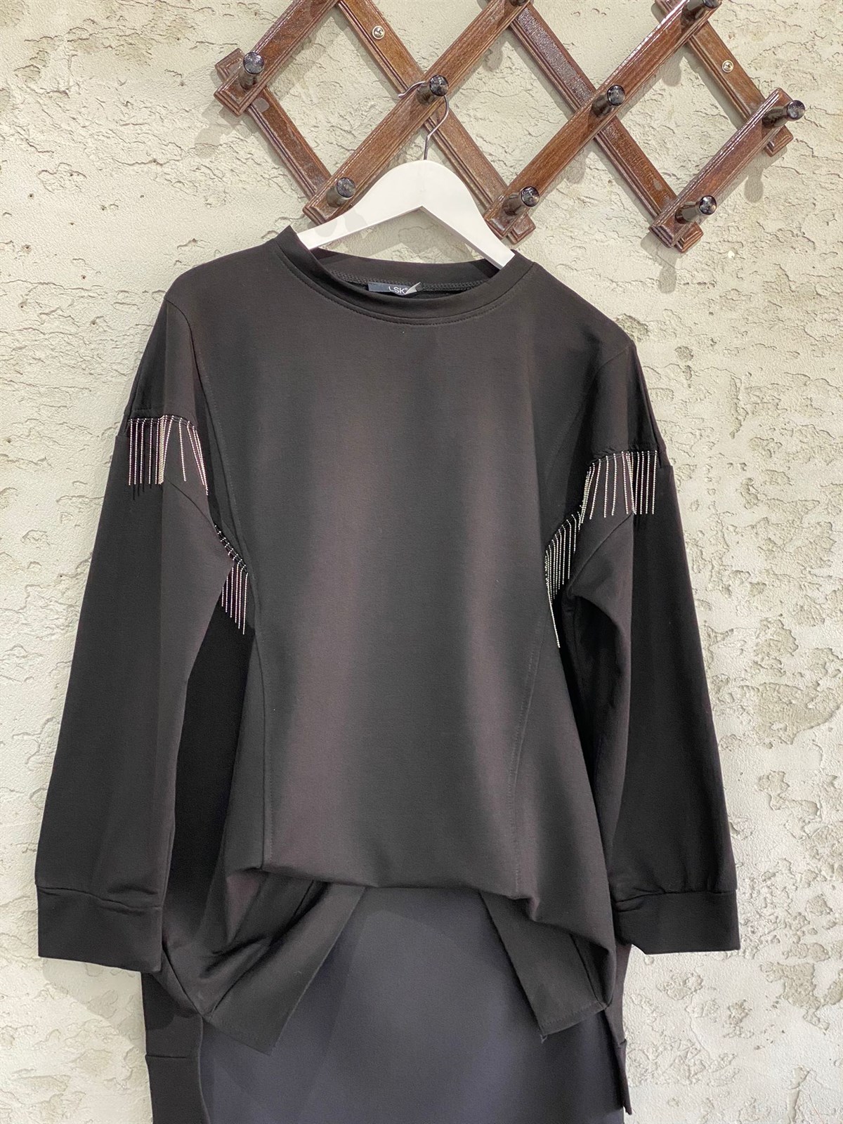 Zincirli Tunik Sweat (Siyah)