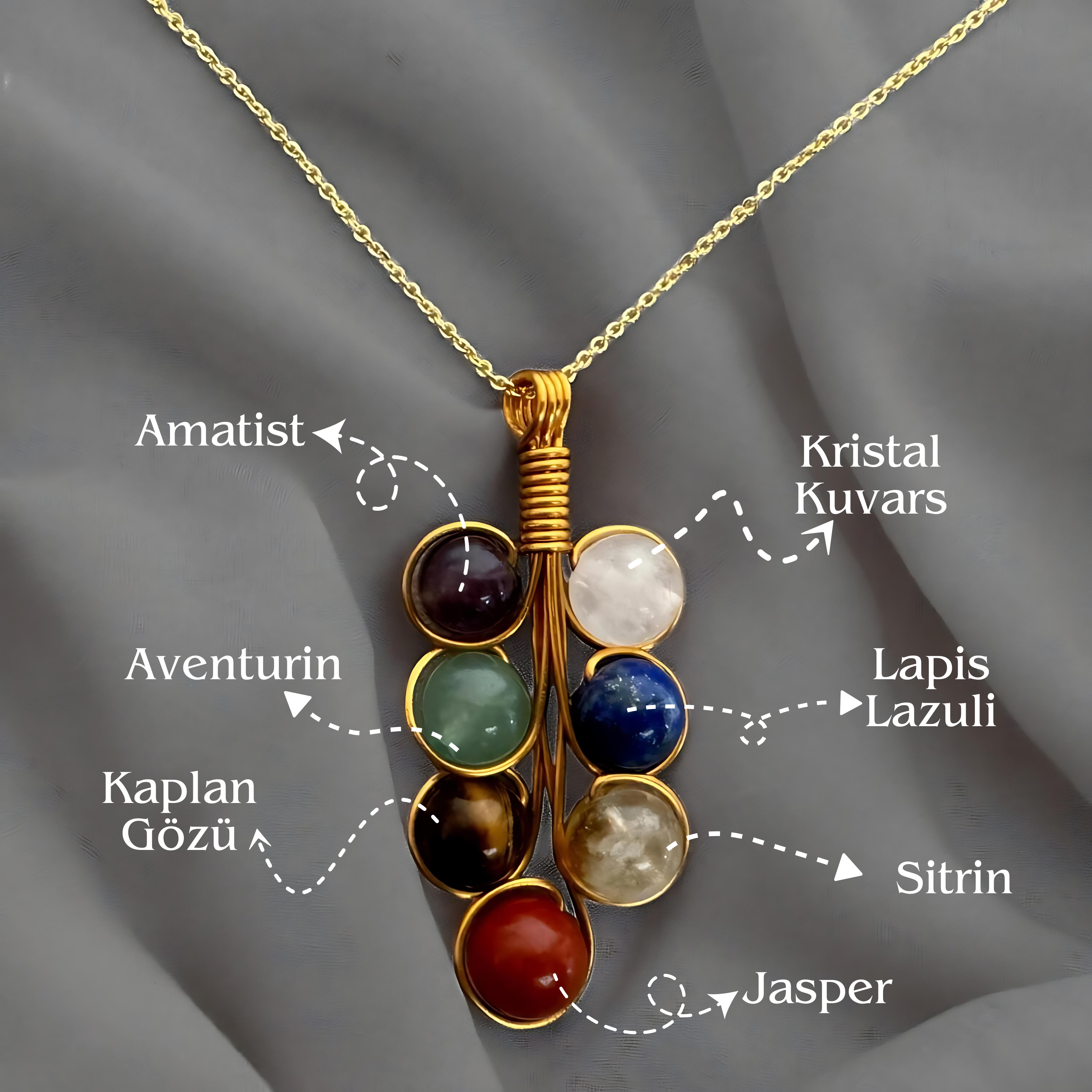7 Çakra Kolye Ahsen Kolye (Altın Kaplama)