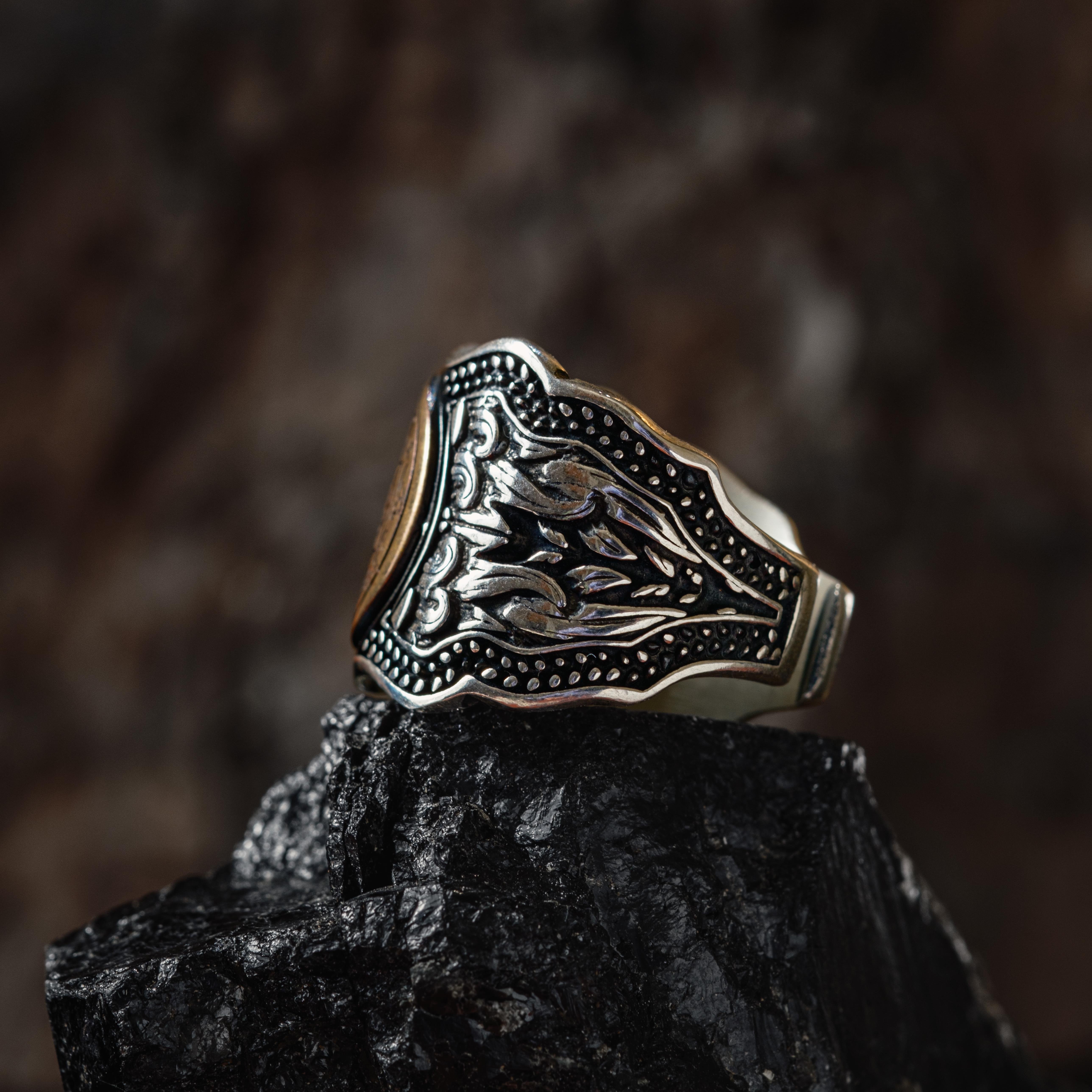 Mührü Süleyman İşlemeli Ayarlanabilir 925 Ayar Gümüş Yüzük