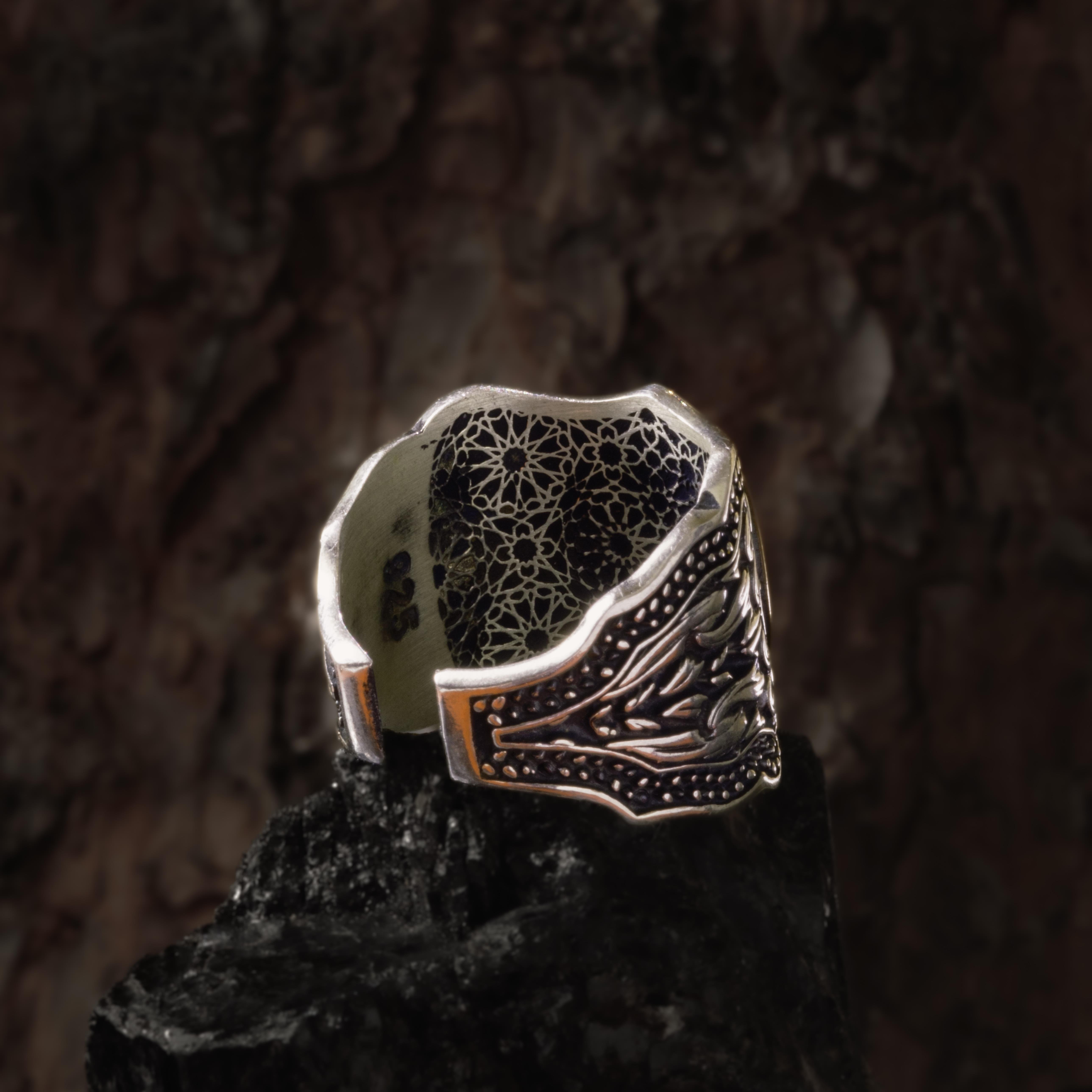 Mührü Süleyman İşlemeli Ayarlanabilir 925 Ayar Gümüş Yüzük