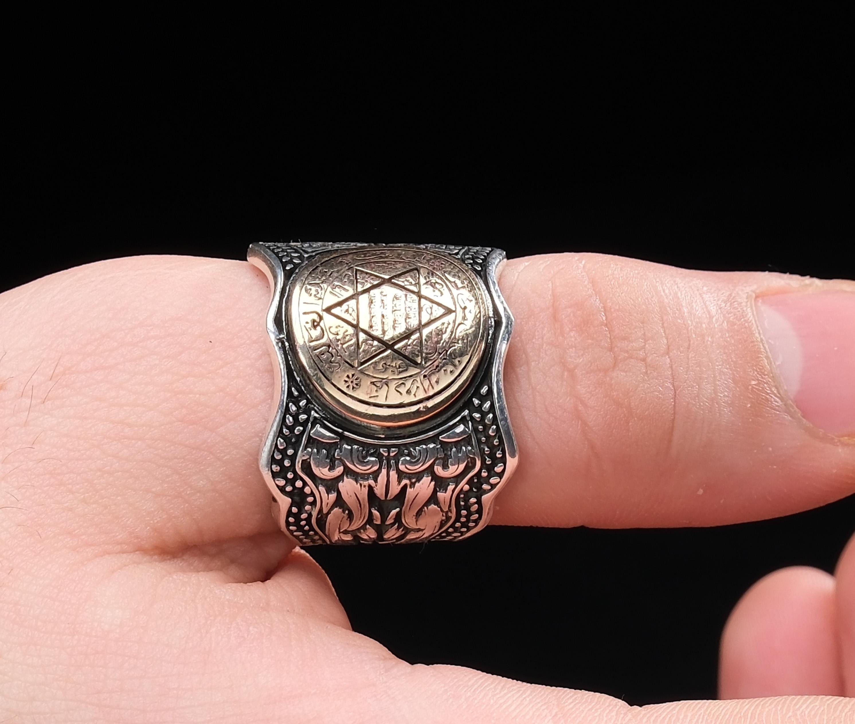 Mührü Süleyman İşlemeli Ayarlanabilir 925 Ayar Gümüş Yüzük