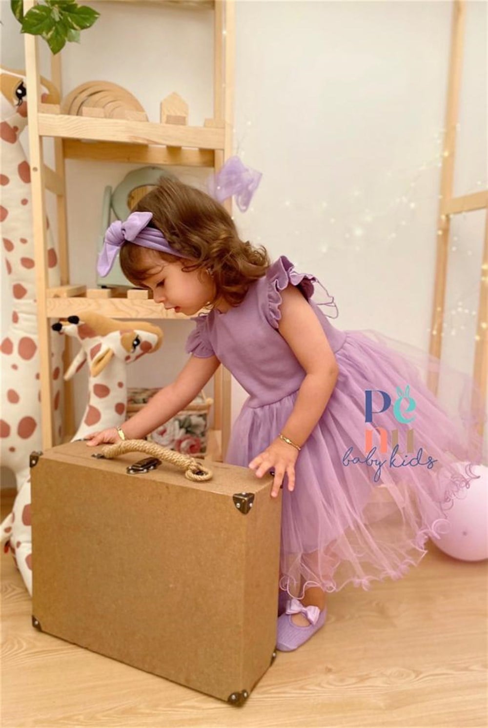 Lila Renkli Kelebek Kanatlı Tütü Elbise - Butterfly