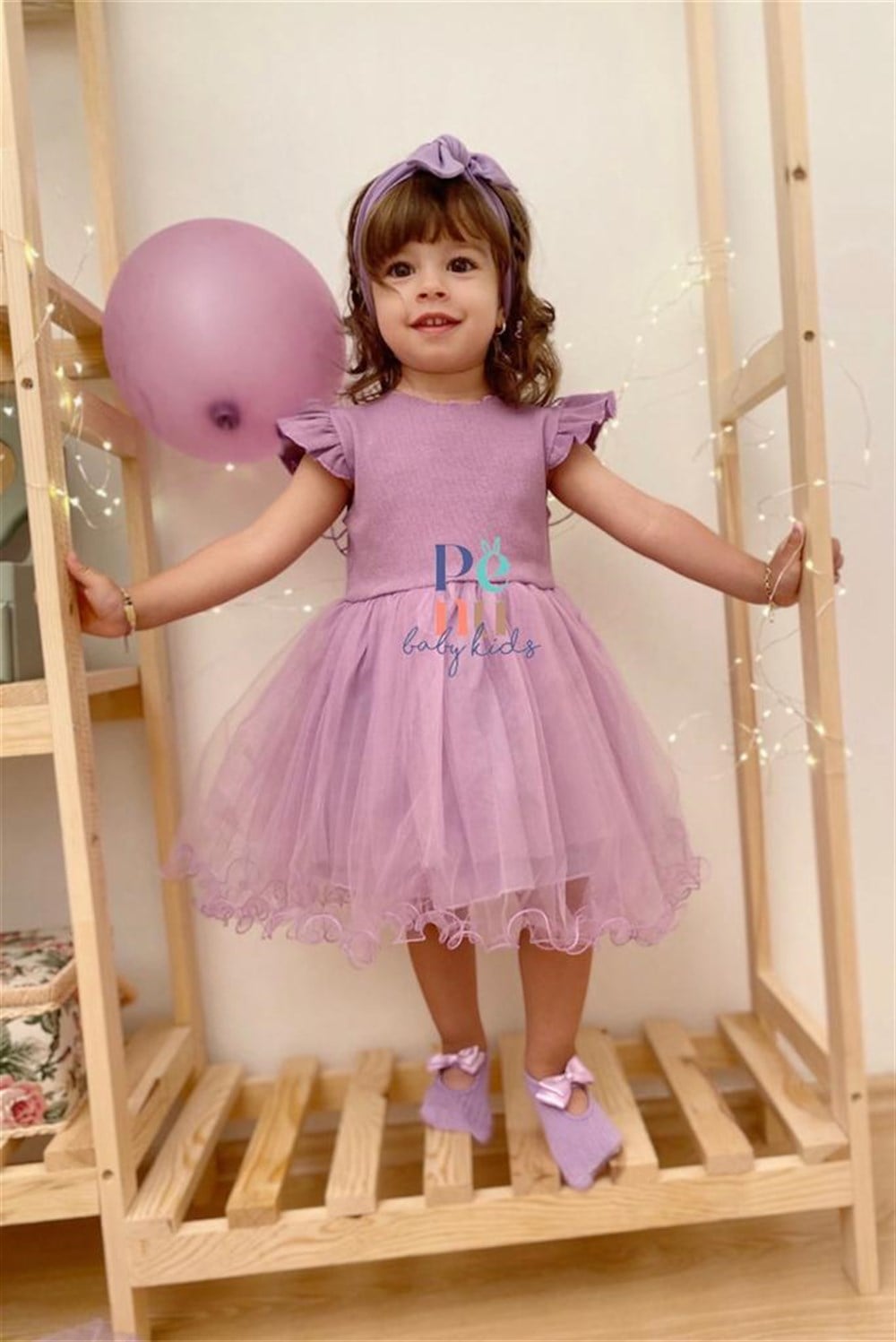 Lila Renkli Kelebek Kanatlı Tütü Elbise - Butterfly