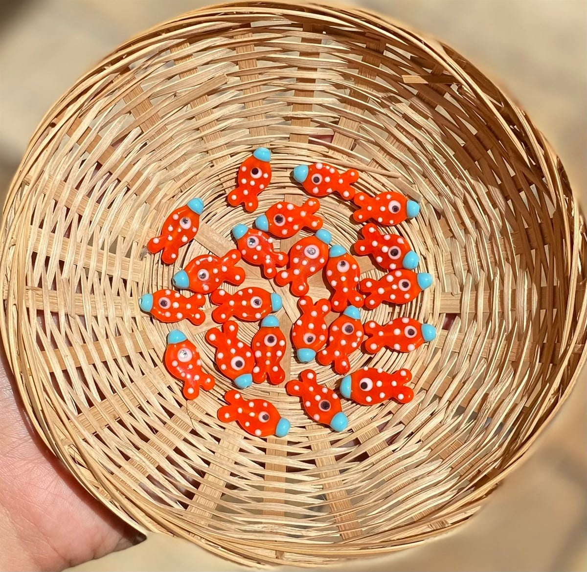 Turuncu Burunlu Balık Murano Cam Boncuk