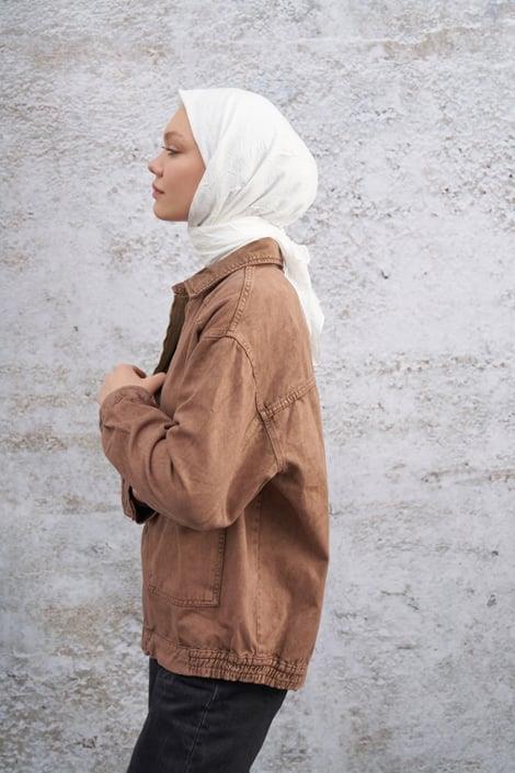 Armanda Bambu Kraş Eşarp 3286-Krem