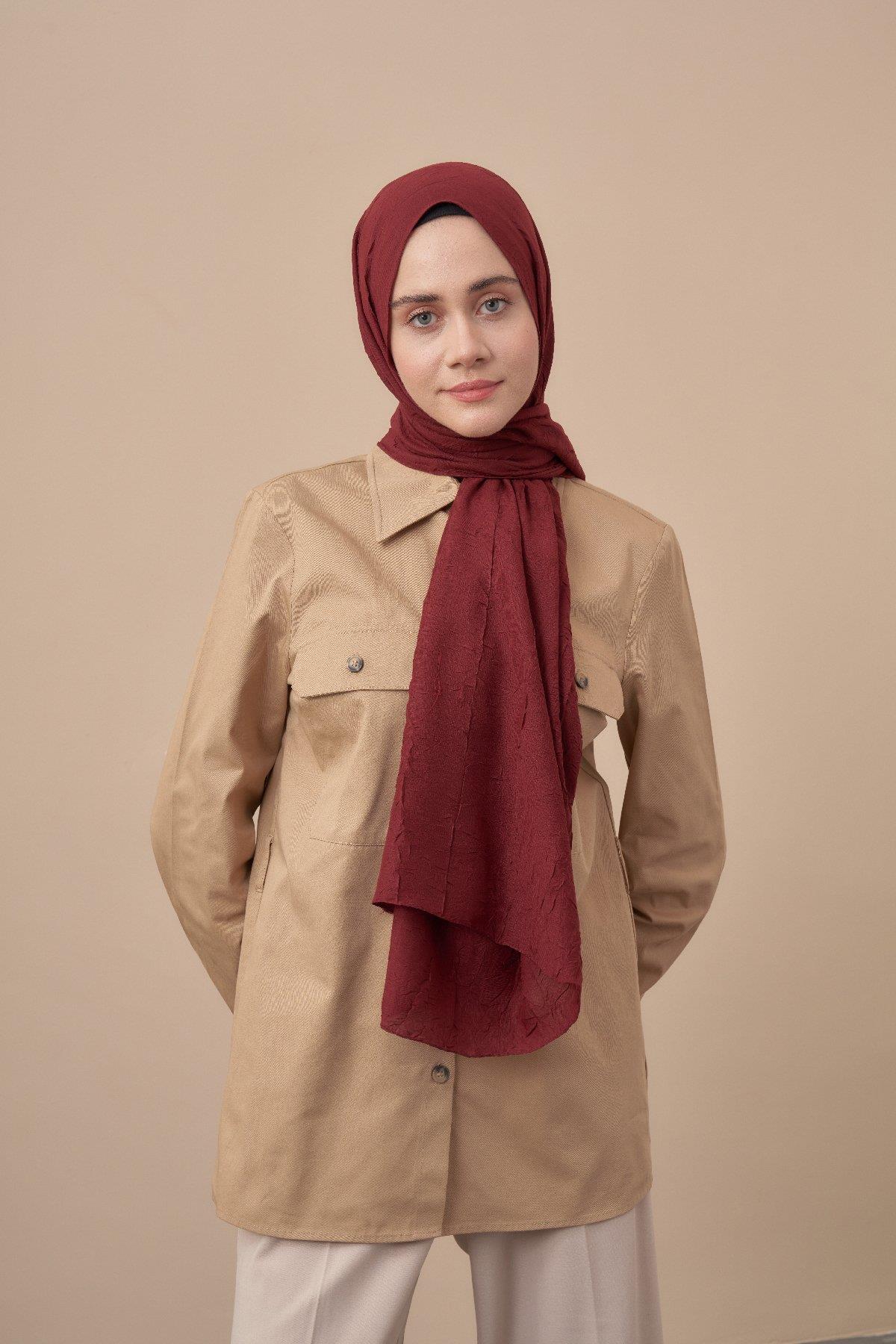 Armanda Bambu Kraş Şal 3285-Bordo