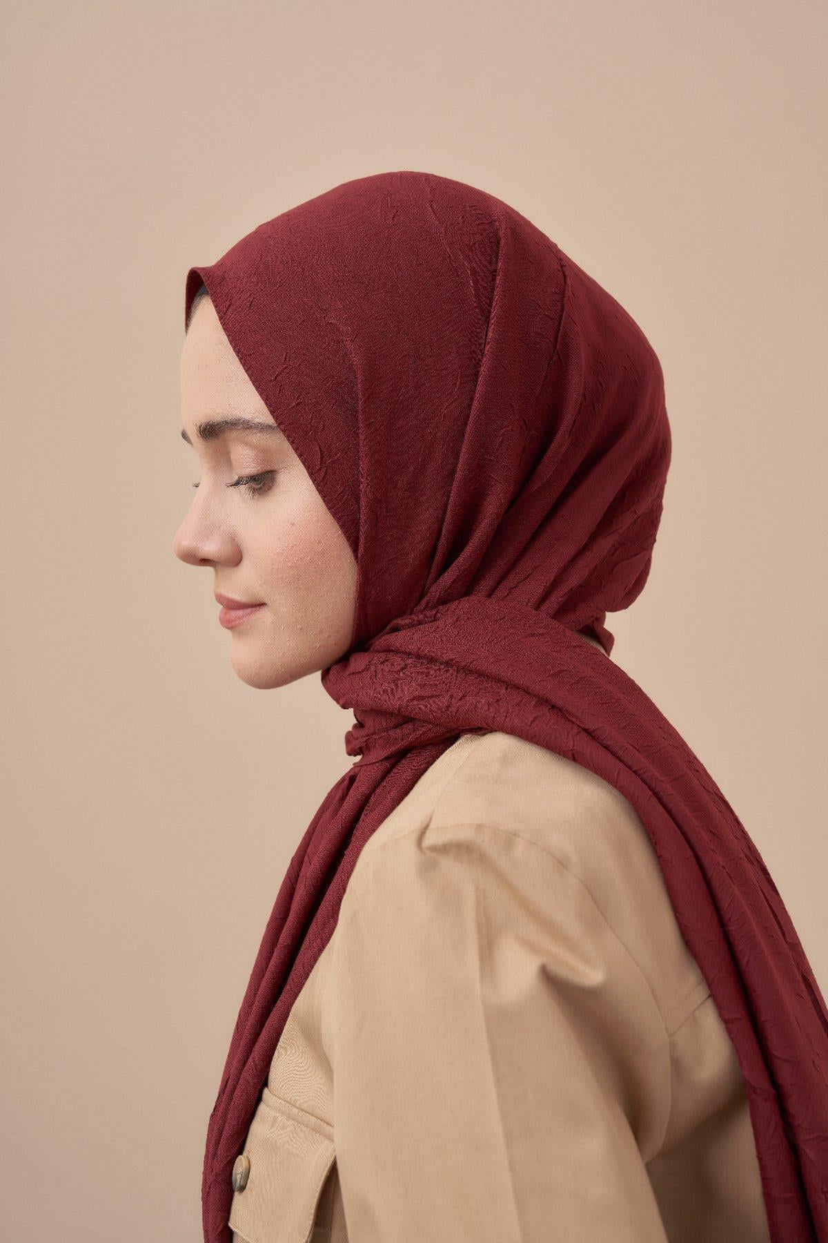 Armanda Bambu Kraş Şal 3285-Bordo