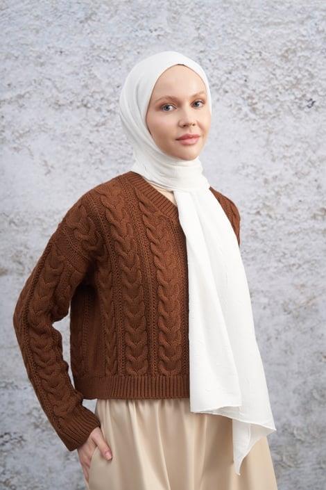 Armanda Bambu Kraş Şal 3285-Krem