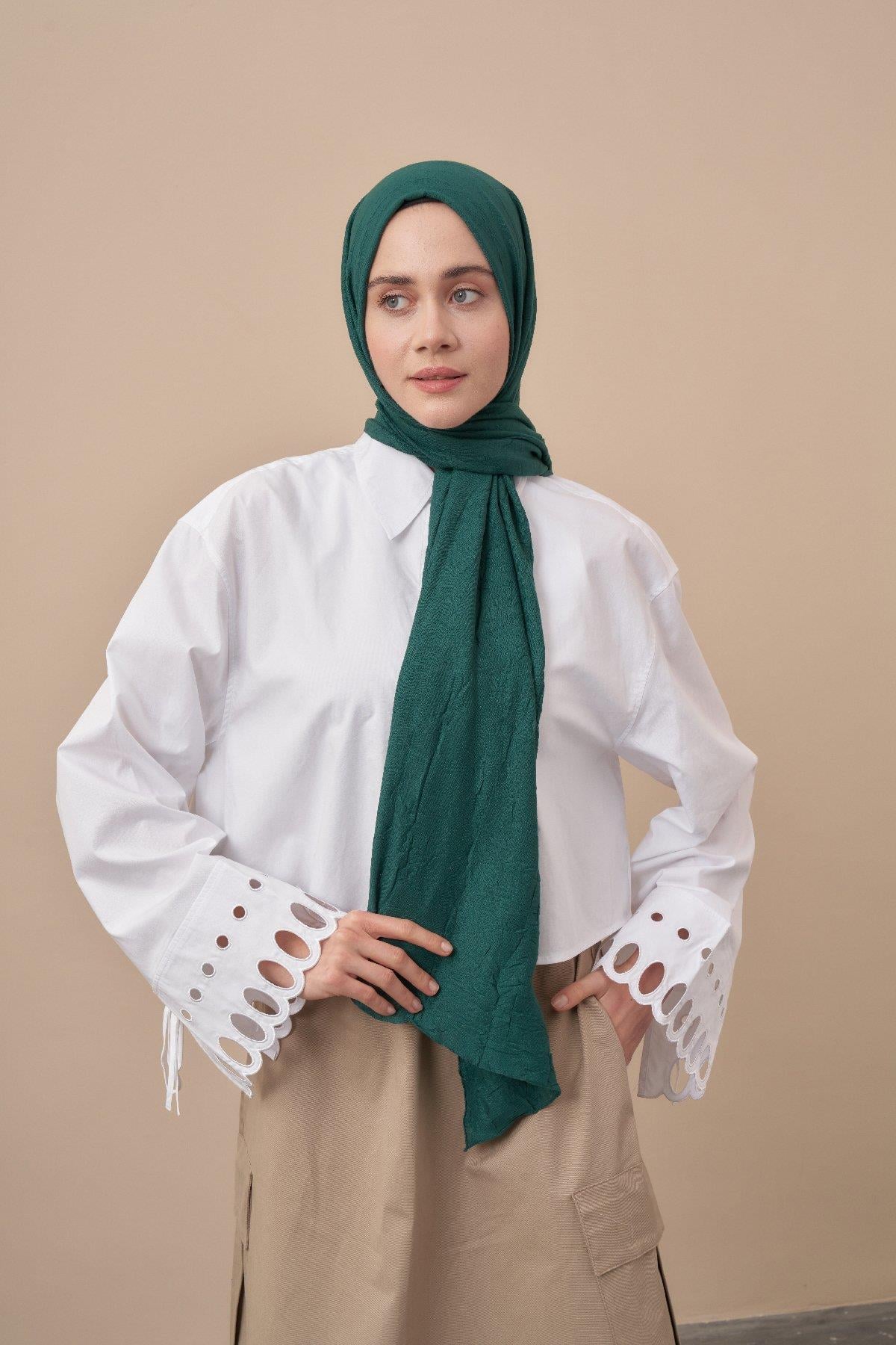 Armanda Bambu Kraş Şal 3285-Zümrüt