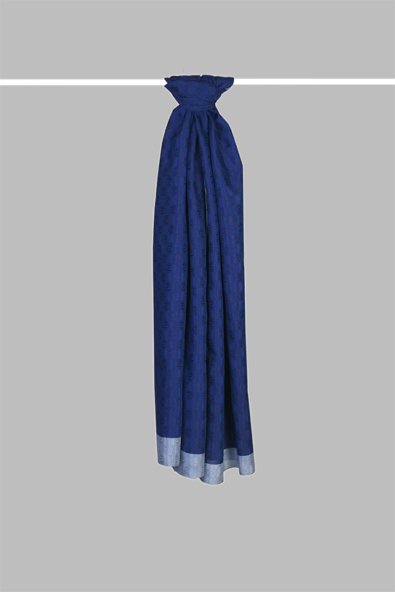 Armanda Dama Monogram Desenli Şal 3041-Lacivert