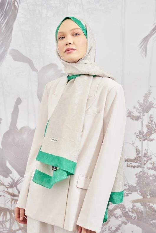 Armanda Dama Monogram Desenli Şal 3041-Taş Benetton