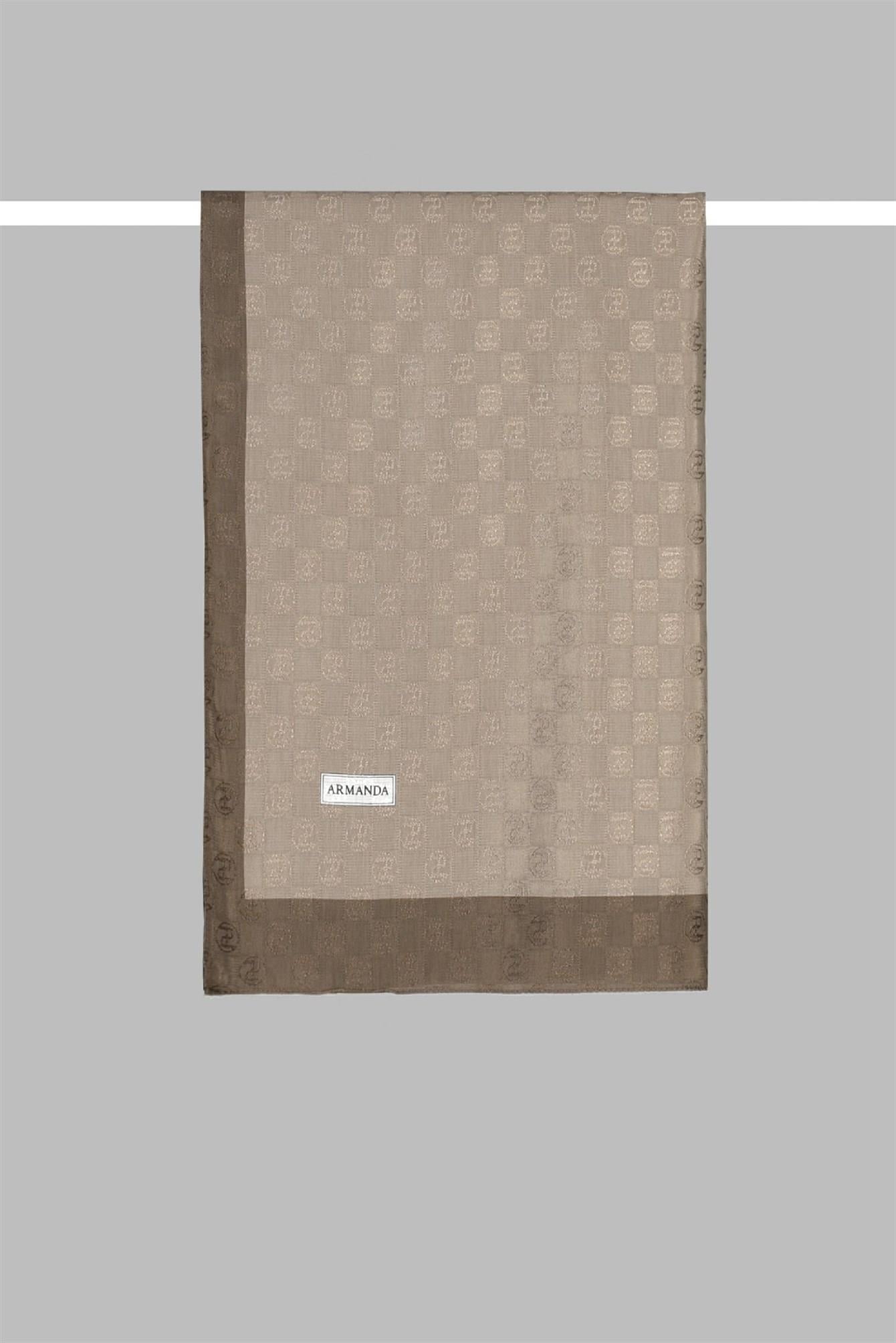 Armanda Dama Monogram Desenli Şal 3041-Vizon