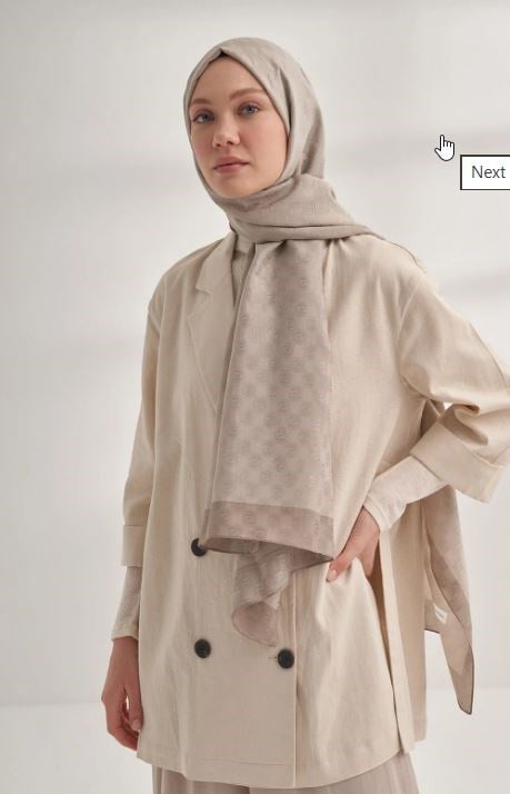 Armanda Dama Monogram Desenli Şal 3041-Açık Vizon