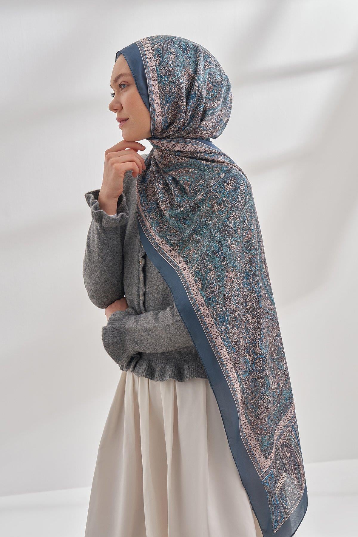 Armanda Etro Desen Şal 6036-Lacivert-Turkuaz