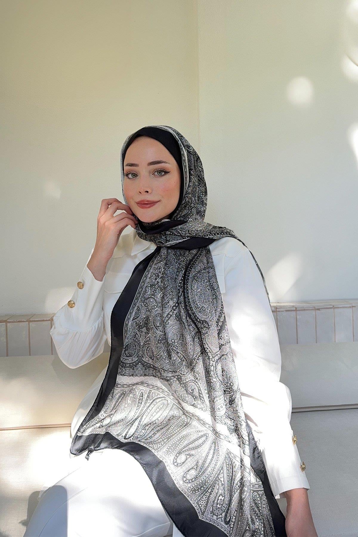 Armanda Etro Desen Şal 6036-Siyah Gri