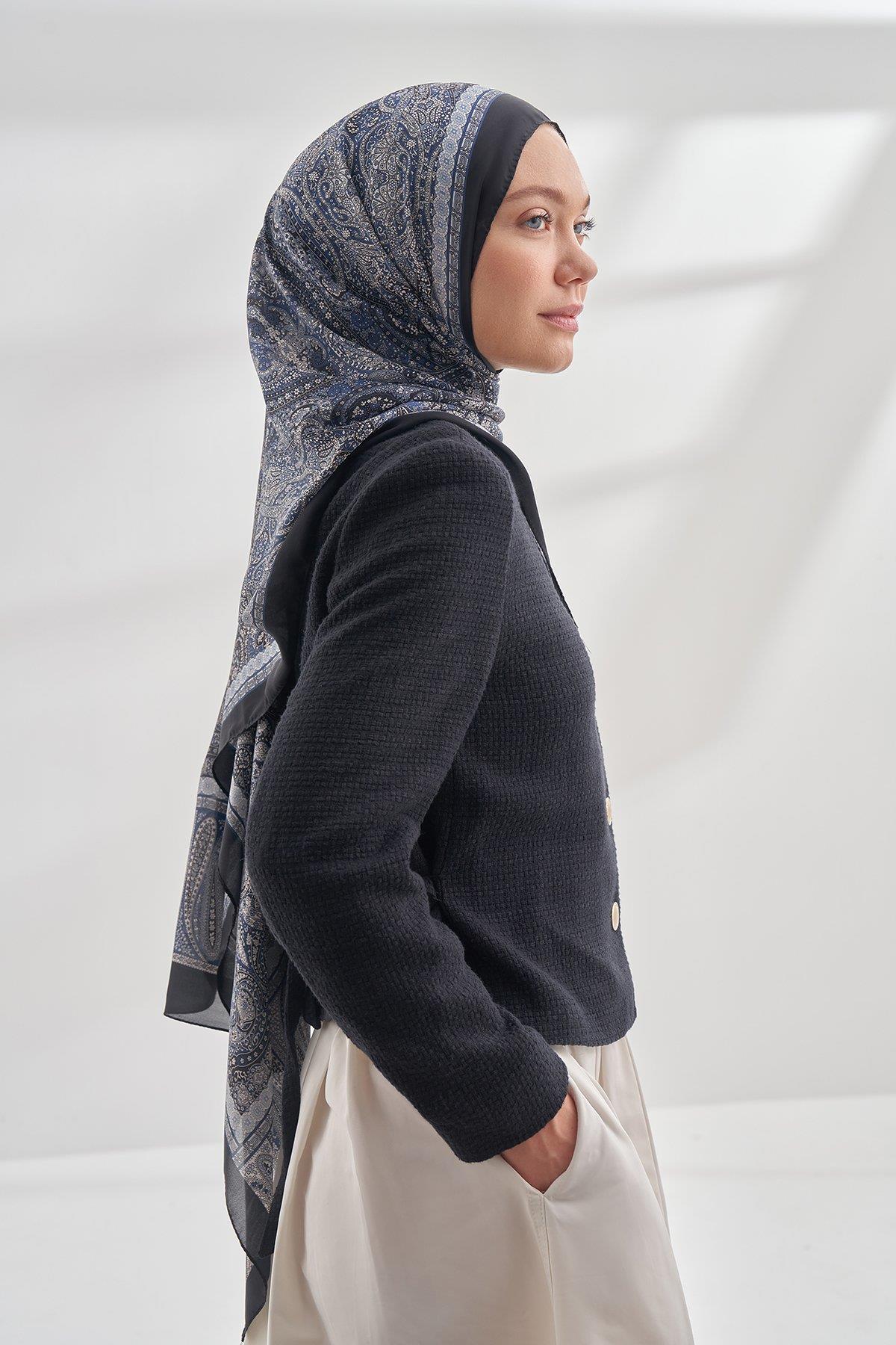 Armanda Etro Desen Şal 6036-Siyah-Lacivert