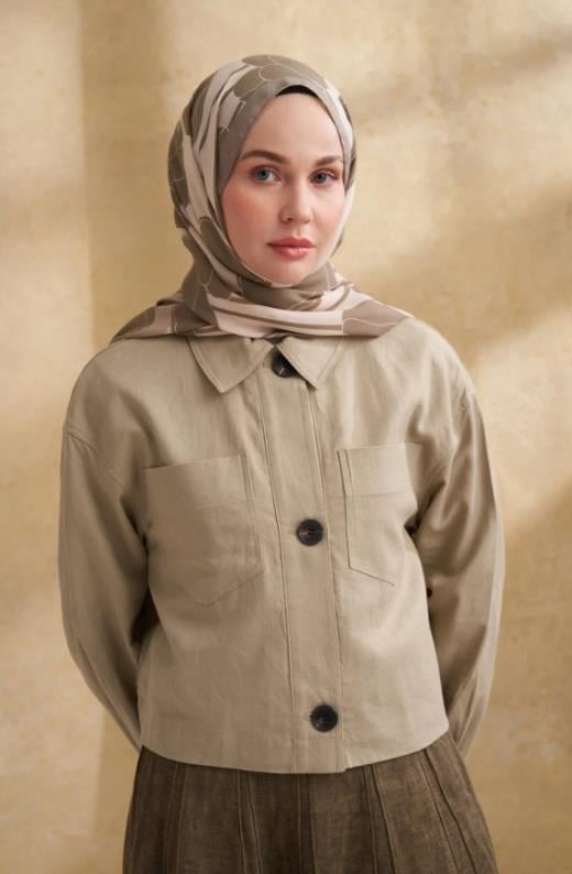 Armanda Lale Desen Şal 3380-Haki