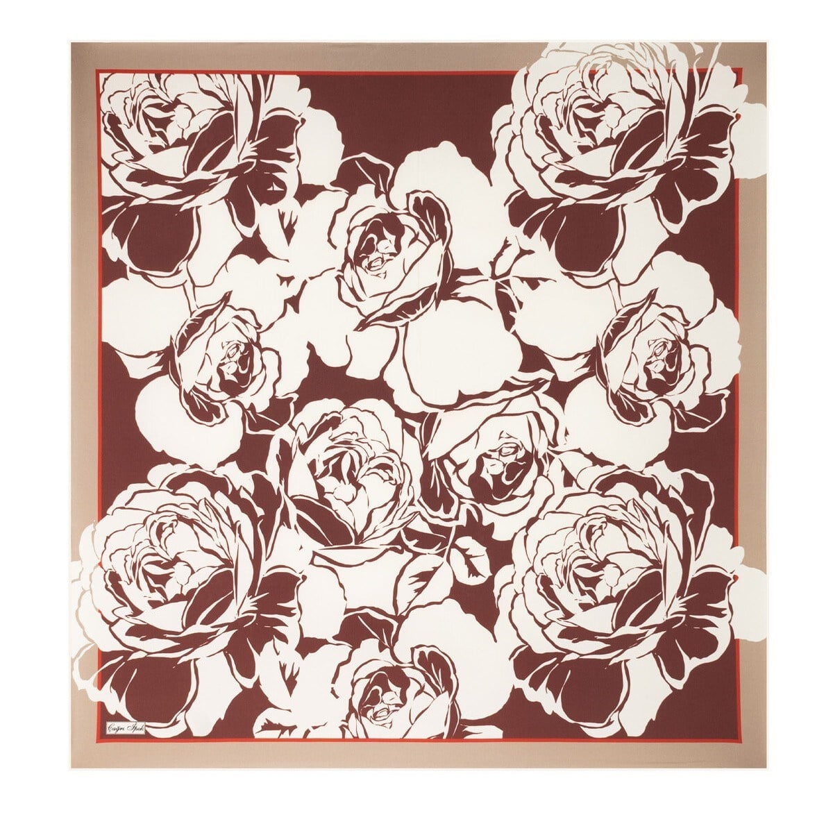 Çağrı İpek Floral Desen Tivil İpek Eşarp DG13938-10
