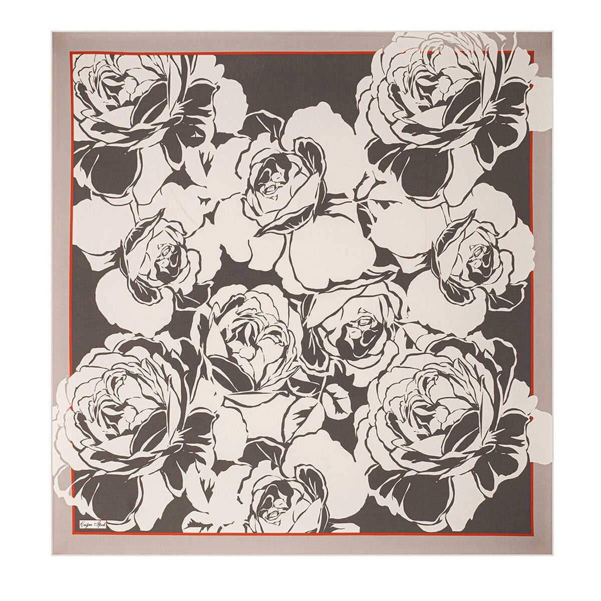 Çağrı İpek Floral Desen Tivil İpek Eşarp DG13938-8