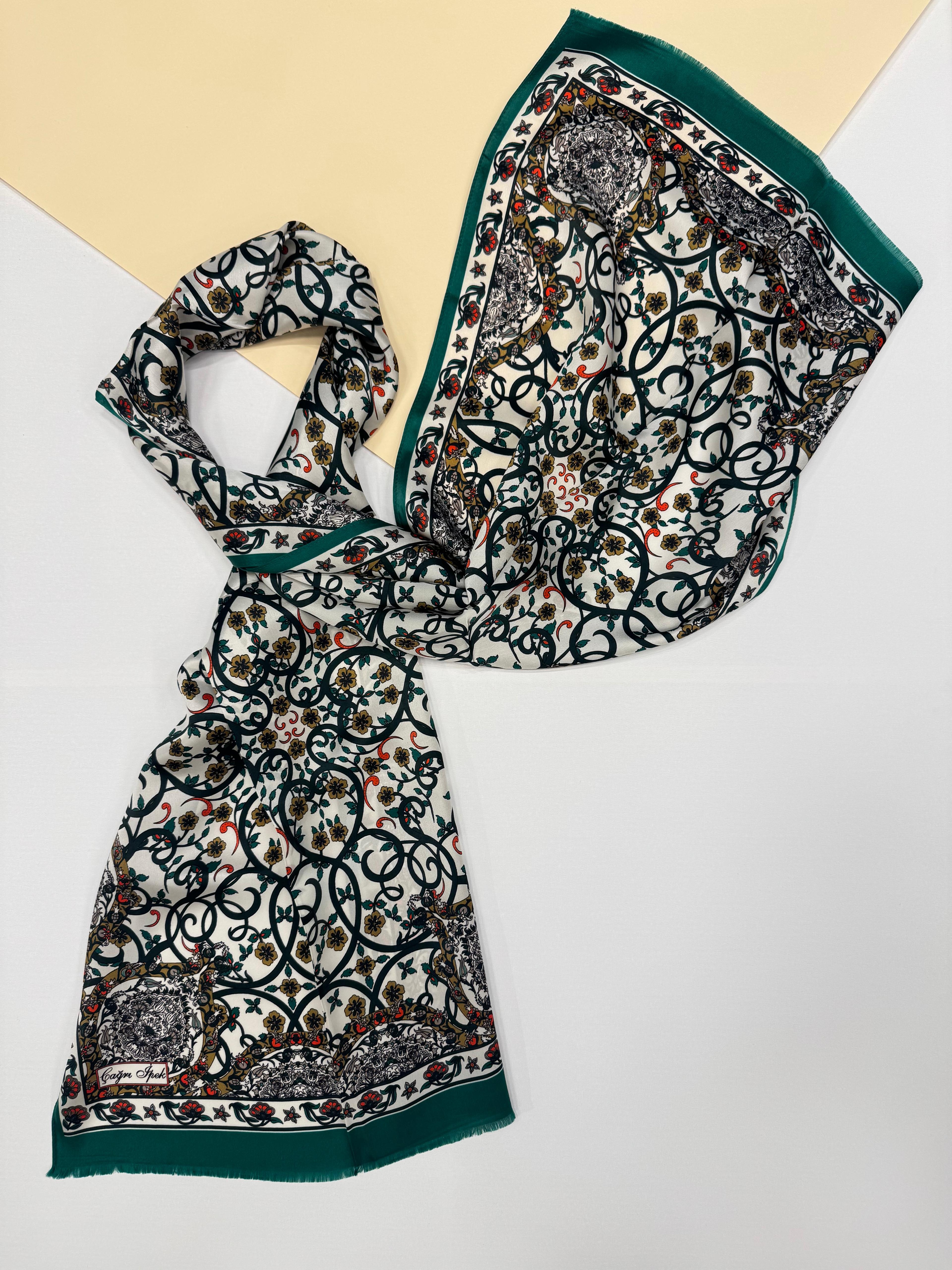 Çağrı İpek Osmanlı Motifli Lale Desen Fular 25022025-Benetton