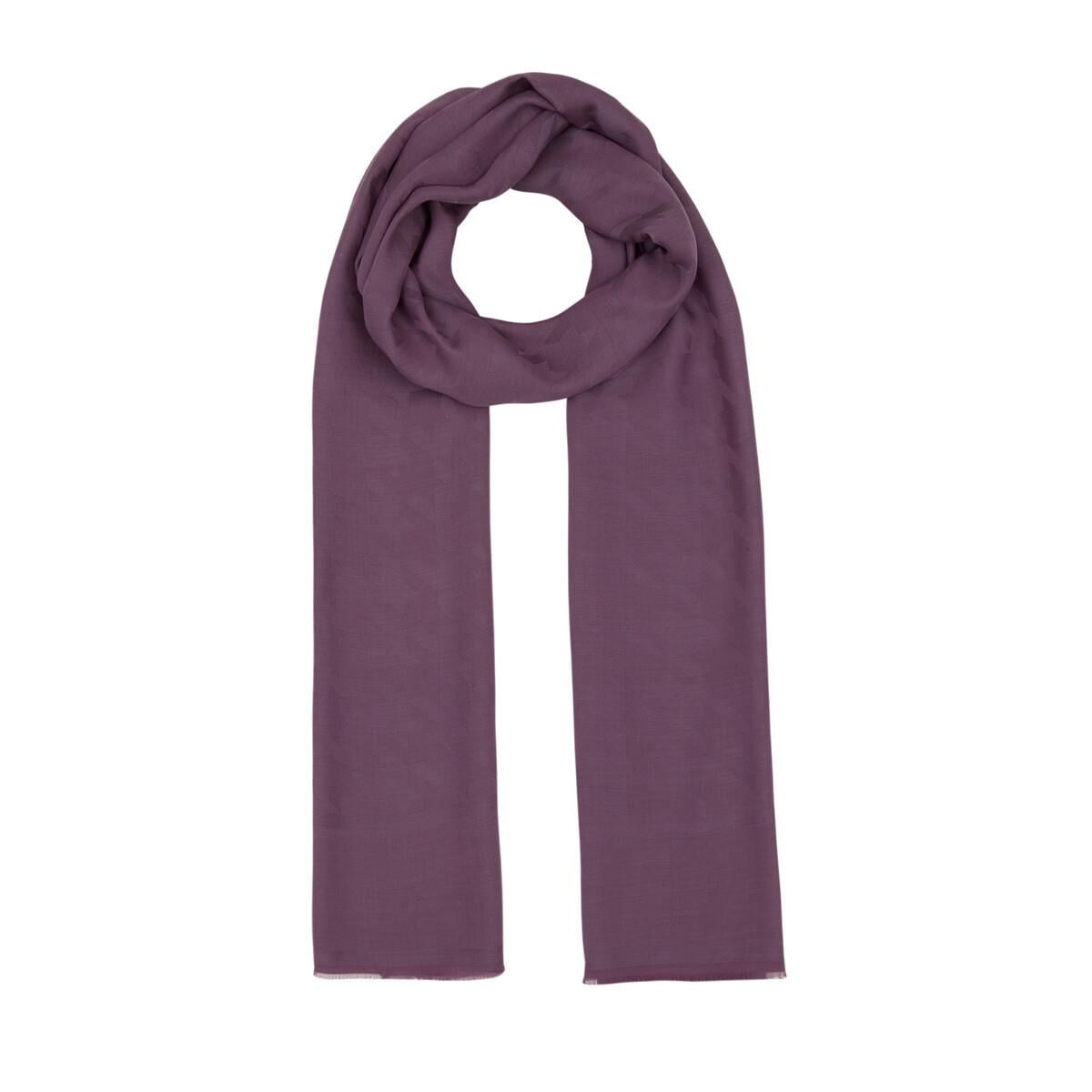 Dört Mevsim Kazayağı Desenli Monogram Şal 04390-İncir Moru