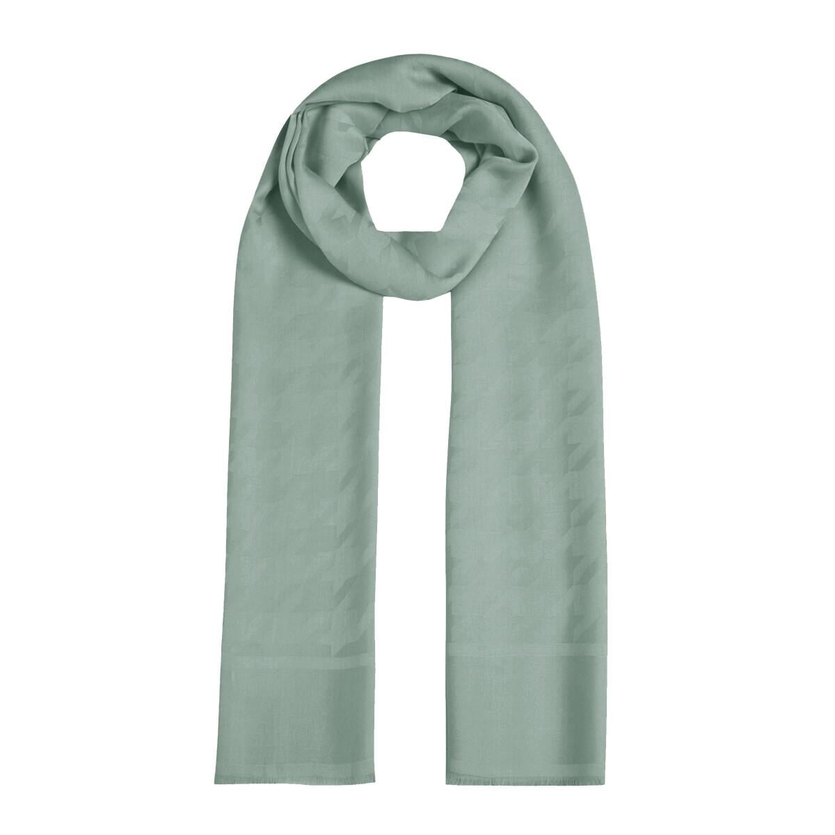 Dört Mevsim Kazayağı Desenli Monogram Şal 04390-Su Yeşili