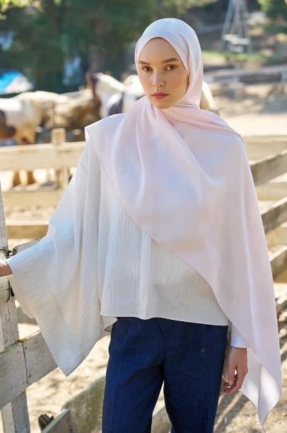 Ed Scarf Welness Dama Monogram Desen Şal 01092025-Pudra