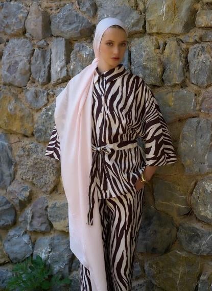 Ed Scarf Welness Logo Desen Şal 01103025-Pudra