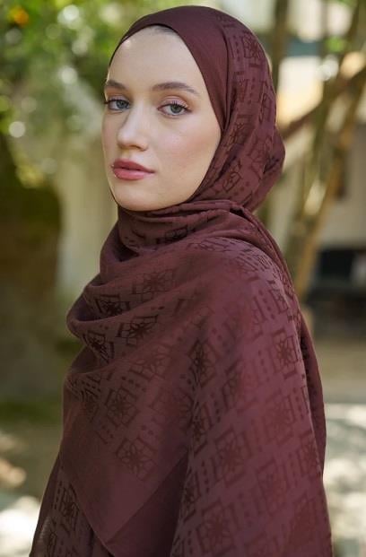 Ed Scarf Welness Logo Desen Şal 01103025-Kızıl Kahve