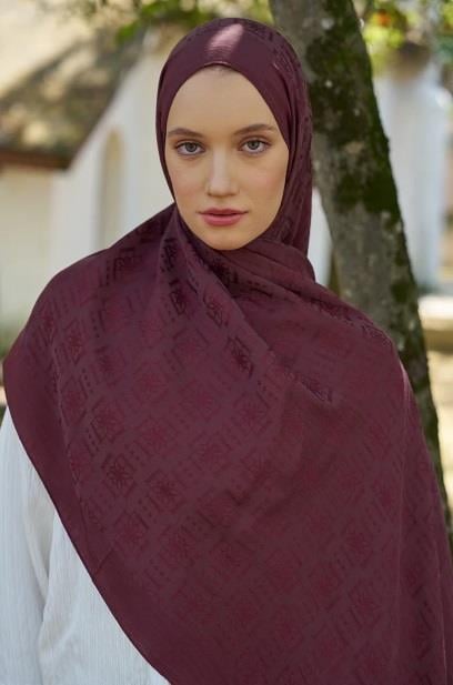 Ed Scarf Welness Logo Desen Şal 01103025-Vişne Çürüğü